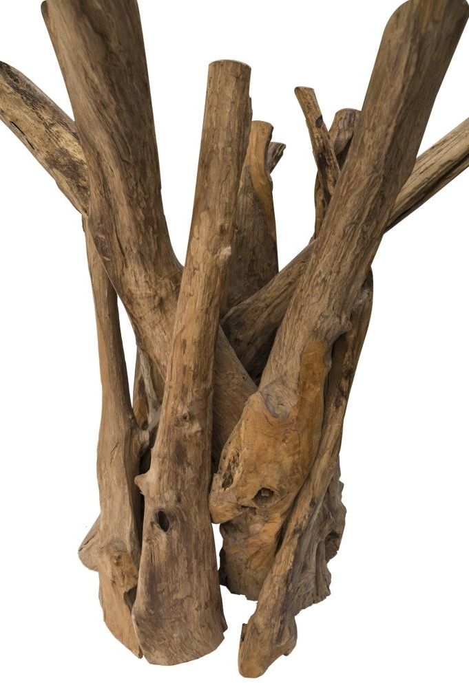 Branchwood 4 Seater Round Dining Table - Glass Top