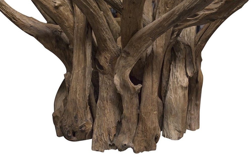 Branchwood 4 Seater Round Dining Table - Glass Top