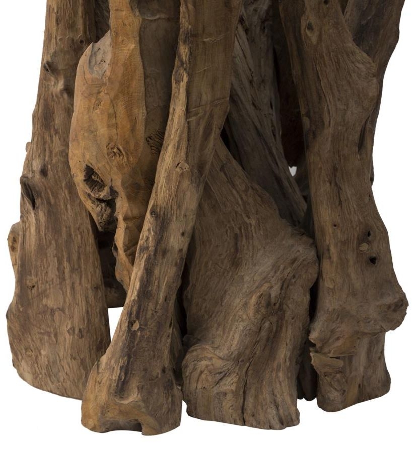 Branchwood 4 Seater Round Dining Table - Glass Top