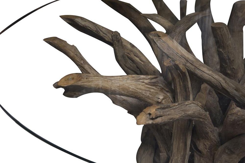 Branchwood 4 Seater Round Dining Table - Glass Top