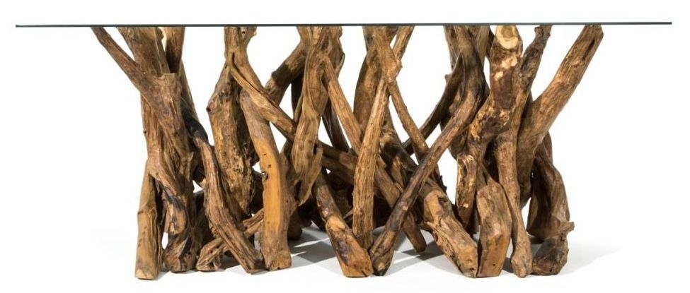 Branchwood 6 Seater Dining Table - Glass Top