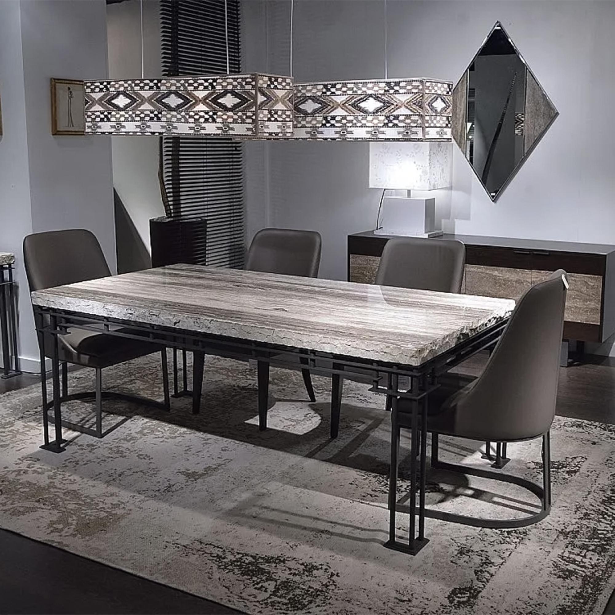 Brooklyn Dining Table - 8 Seater - Marble with Metal Base - Variation Available