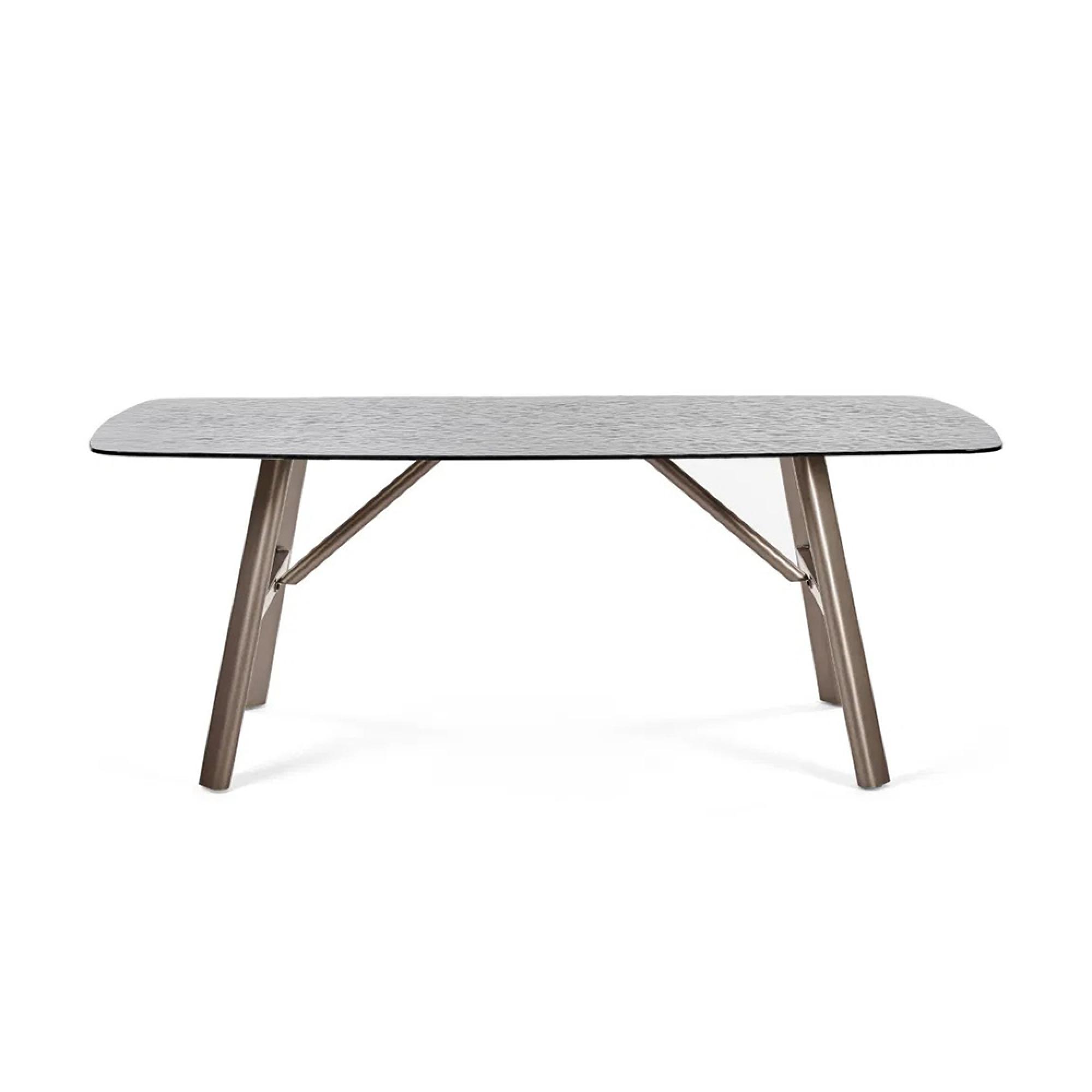 Callisto Dining Table - 8 Seater - 200cm - Smoked Bubble Glass