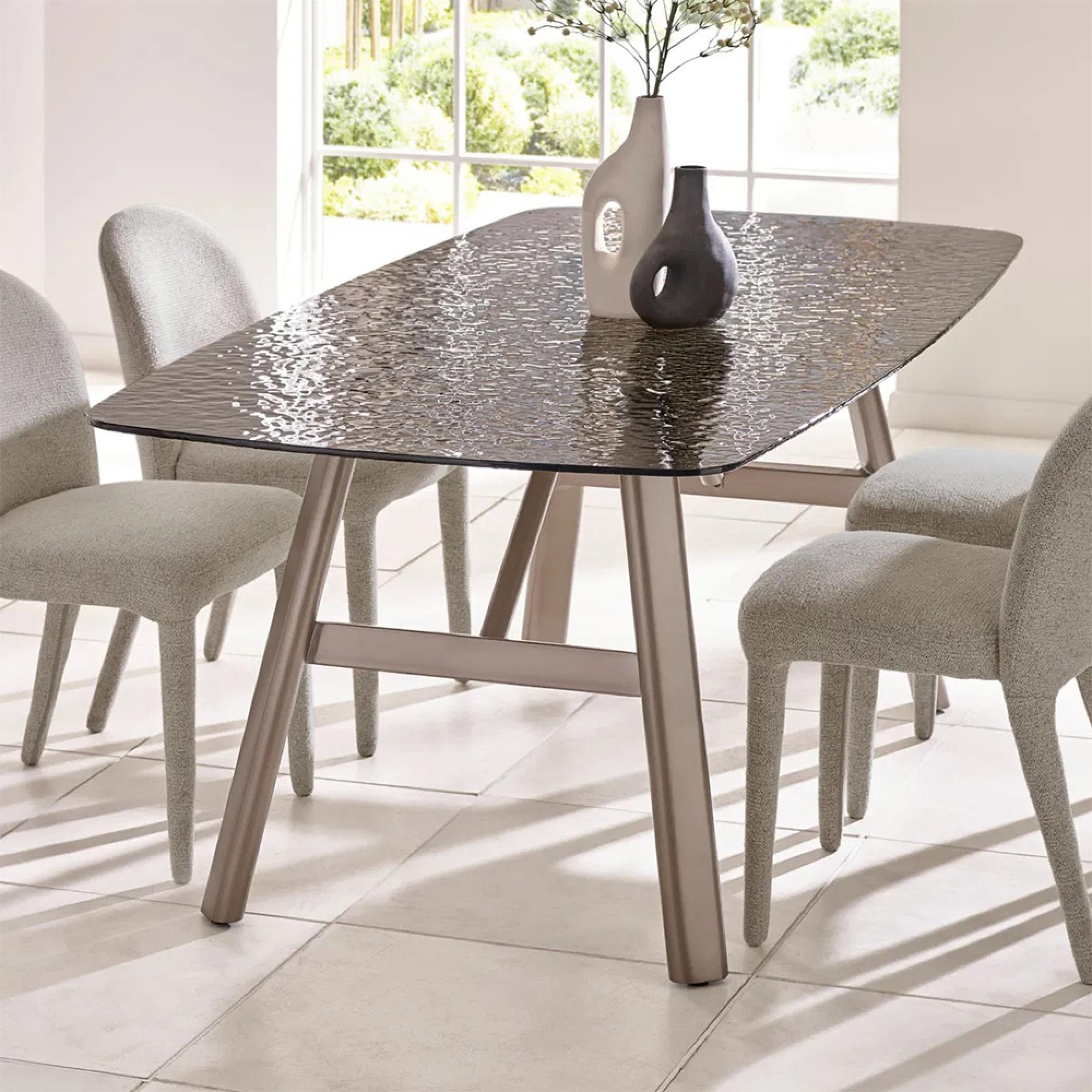 Callisto Dining Table - 8 Seater - 200cm - Smoked Bubble Glass