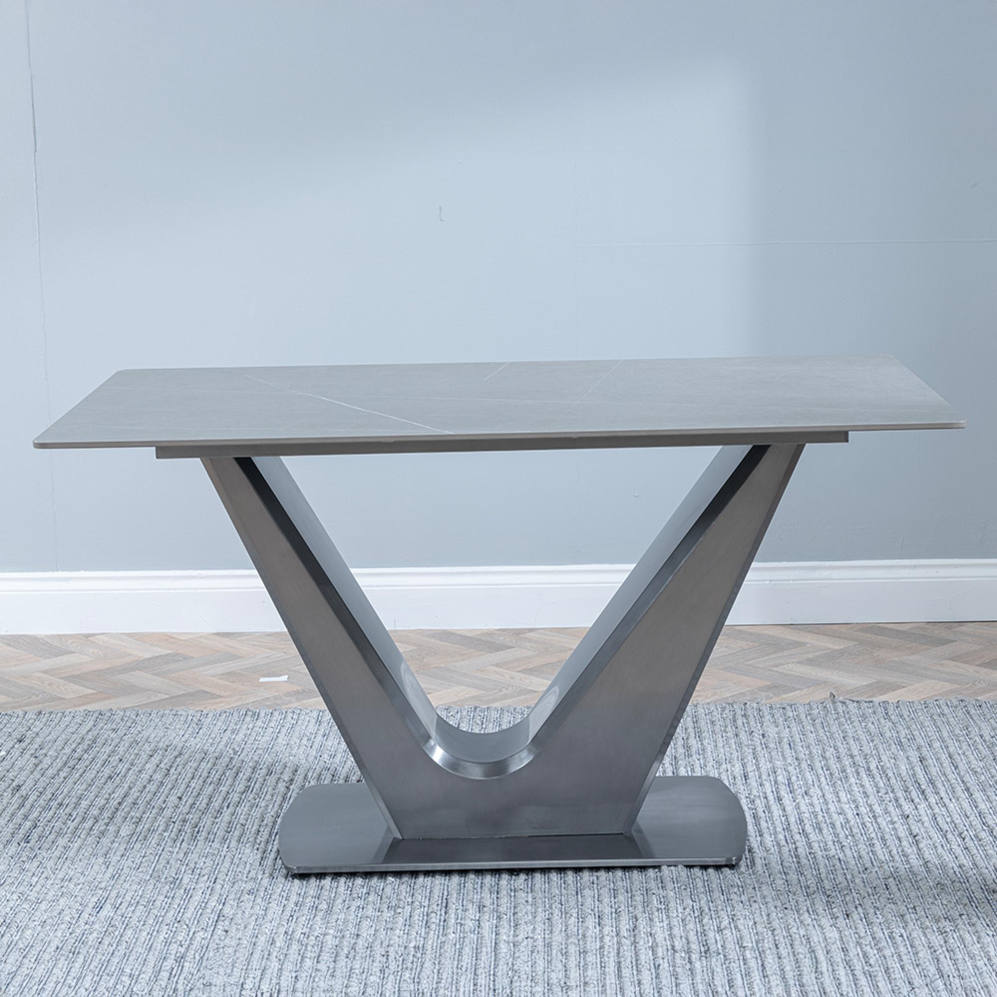 Camilla Dining Table - 4 Seater - 140cm - Grey Ceramic - V Base