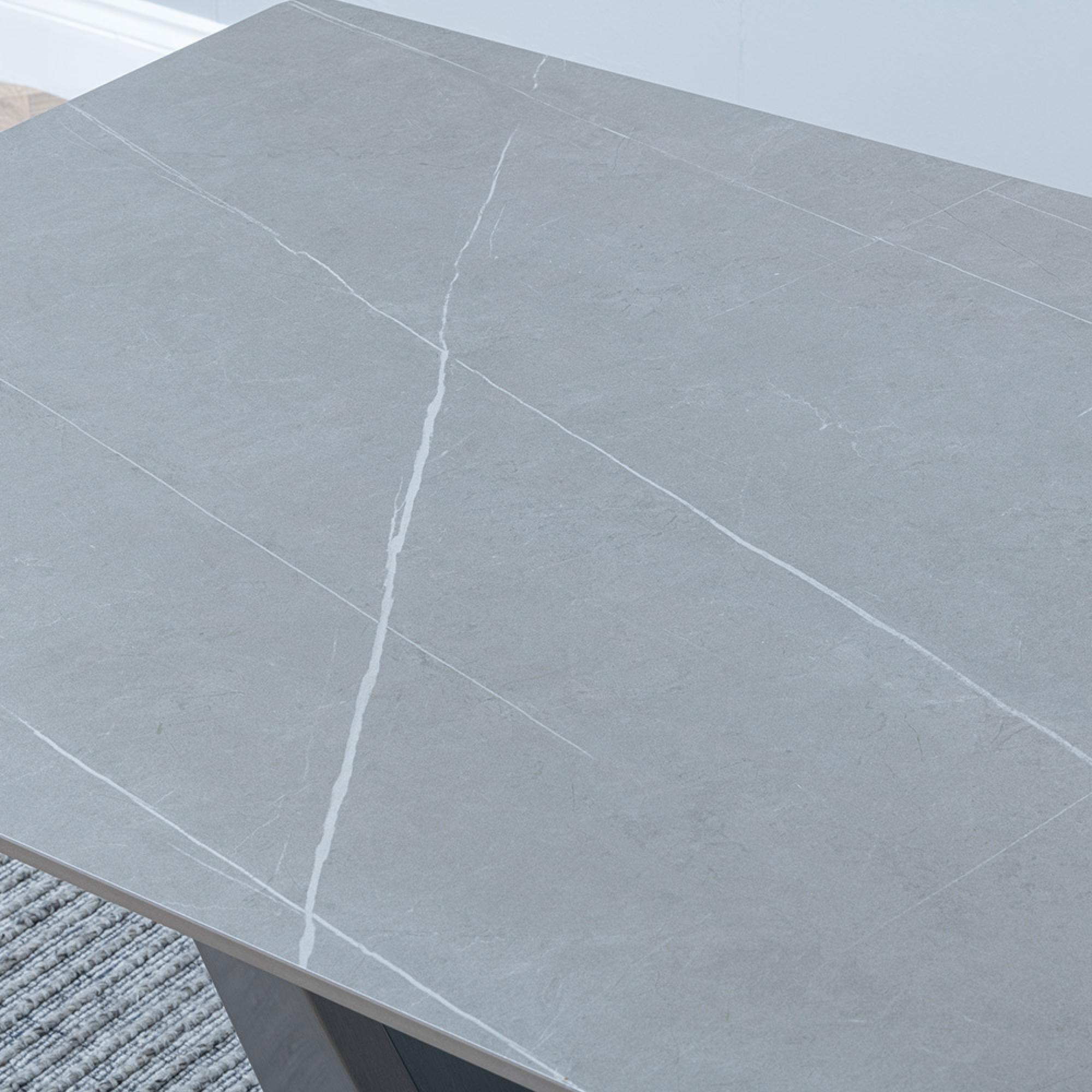 Camilla Dining Table - 4 Seater - 140cm - Grey Ceramic - V Base