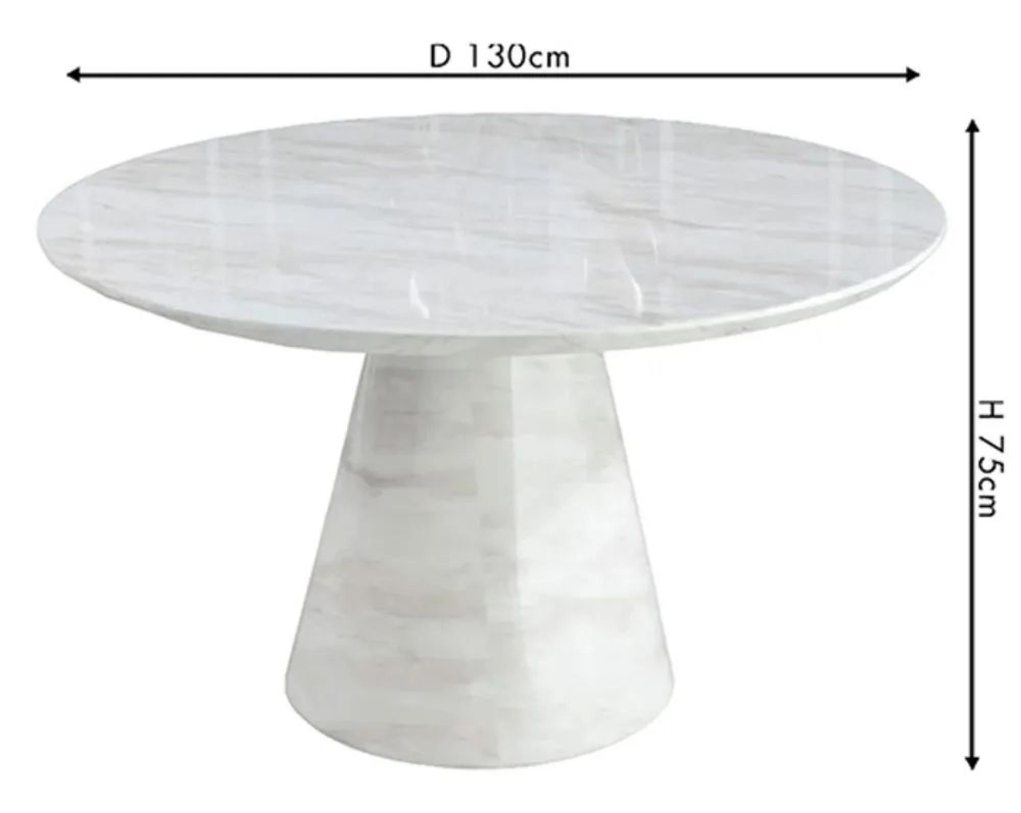 Carrera Round Dining Table - 4 Seater - 130cm - White Marble