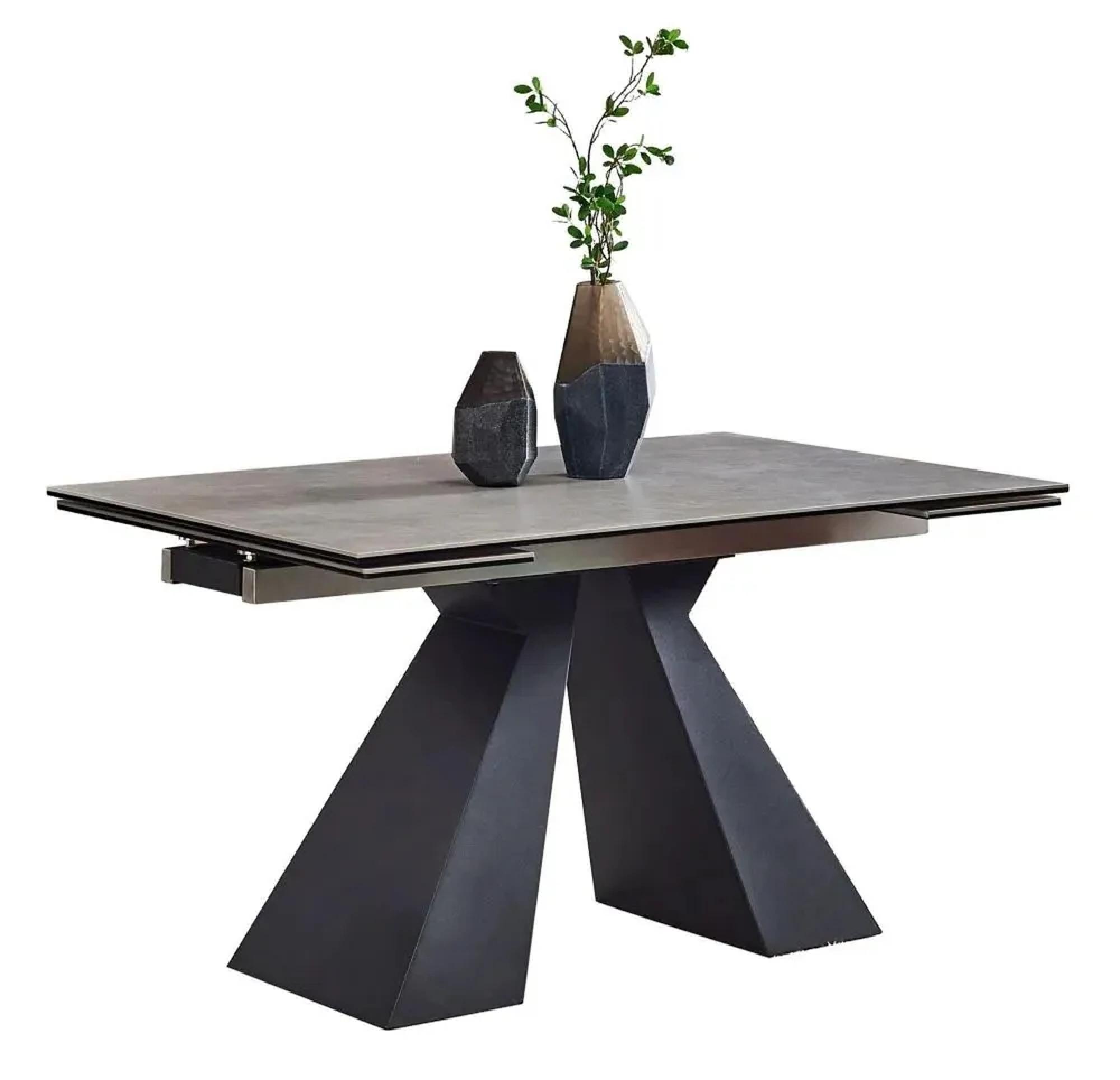 Cassino Dining Table - Extending - 4-8 Seater - 140cm-200cm - Grey Ceramic