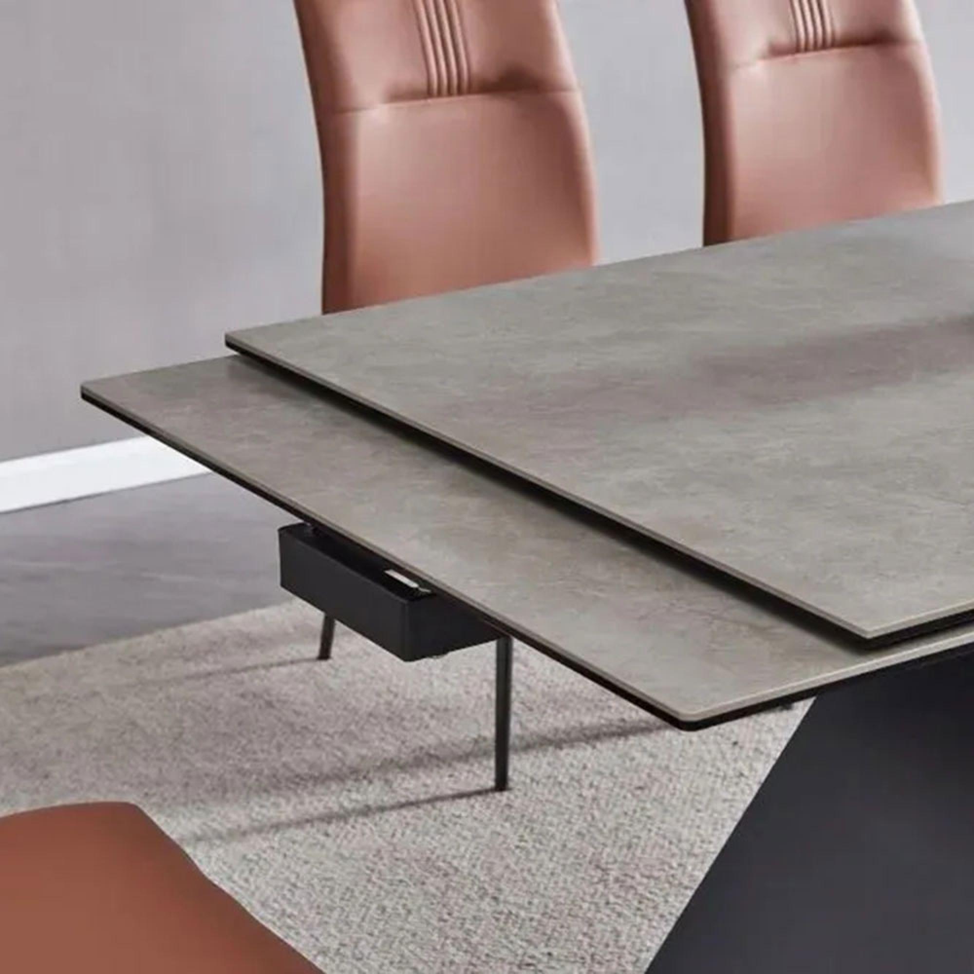 Cassino Dining Table - Extending - 4-8 Seater - 140cm-200cm - Grey Ceramic