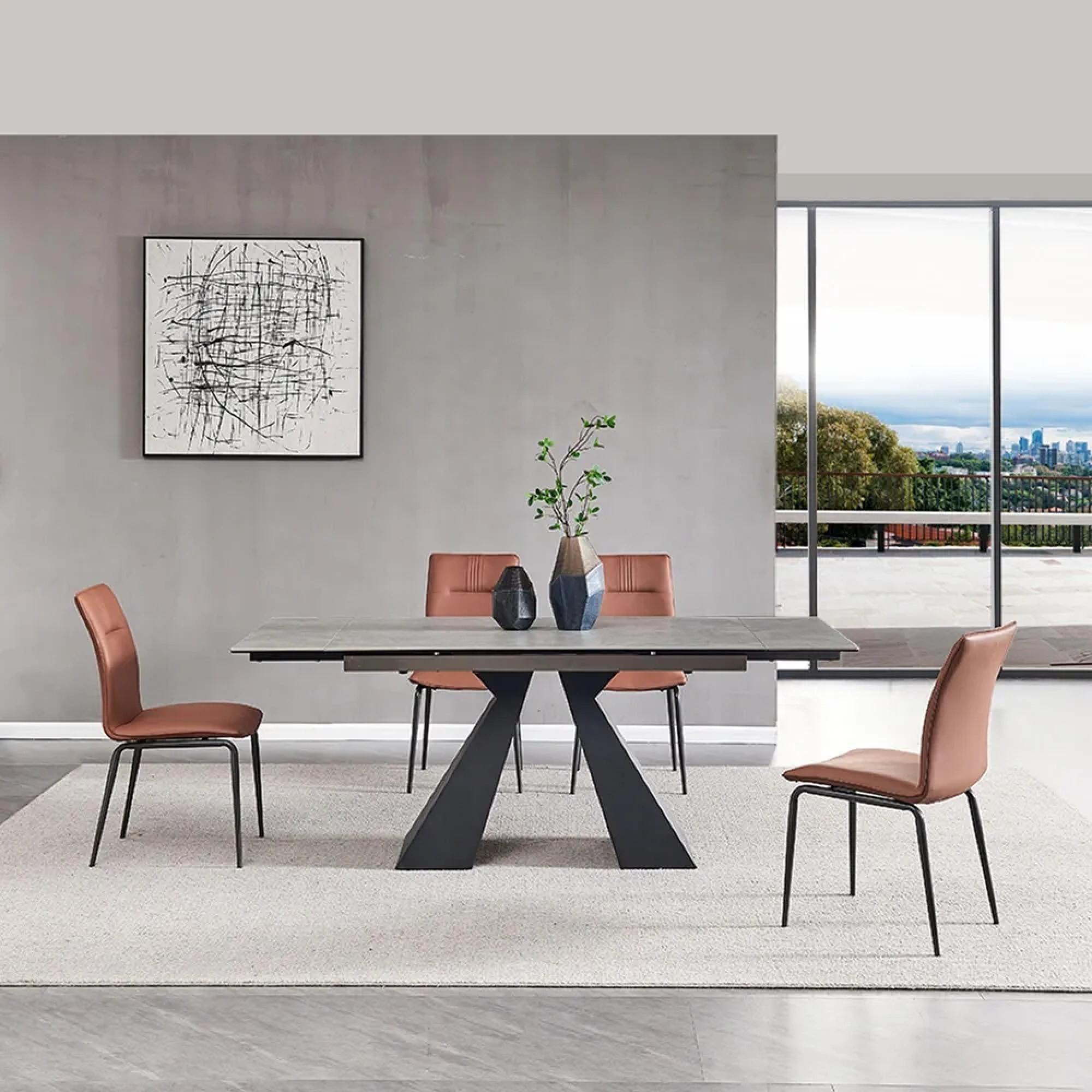 Cassino Dining Table - Extending - 6-12 Seater - 160cm-240cm - Grey Ceramic