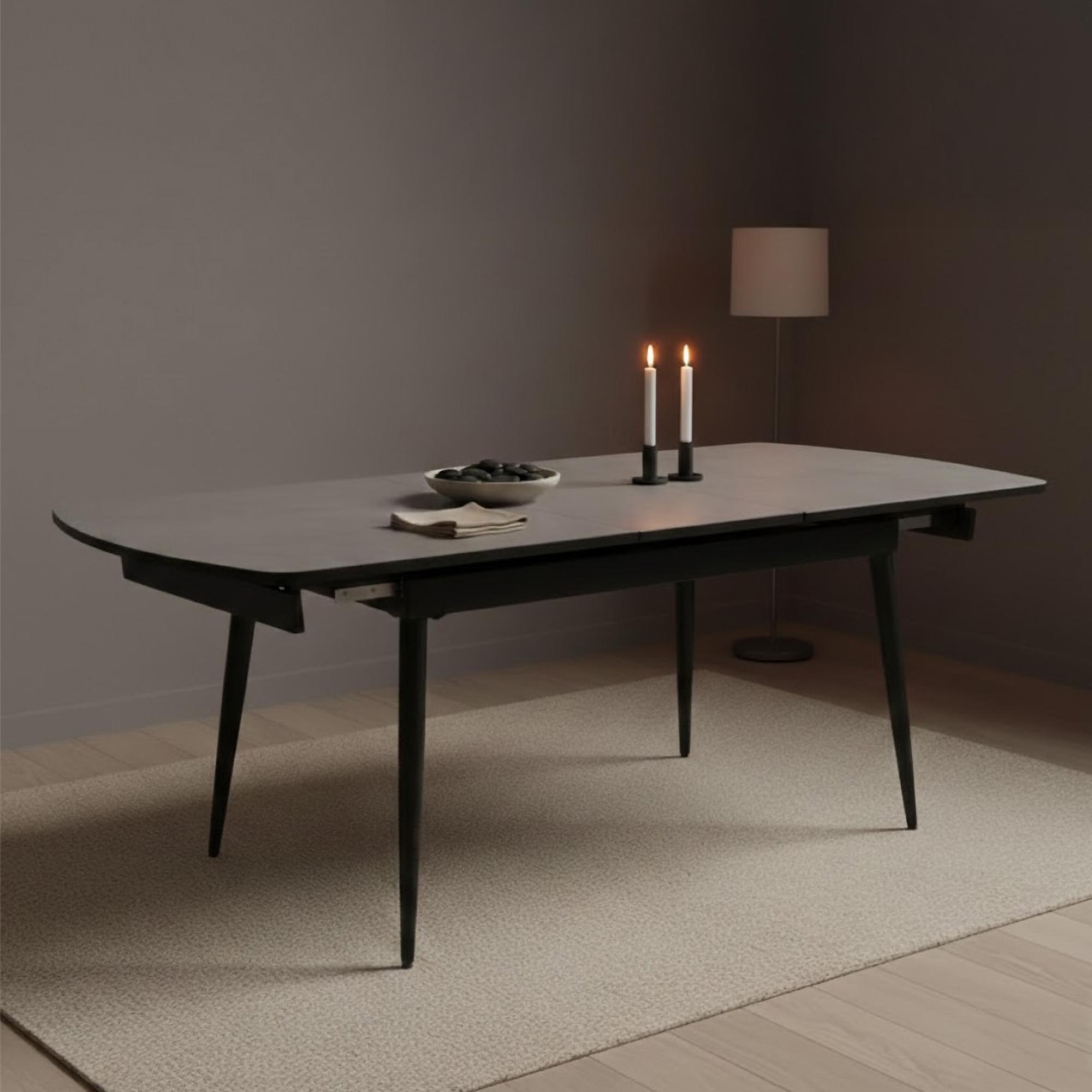 Cassino Extending Dining Table - 6-8 Seater - 160cm-200cm - Grey Glass