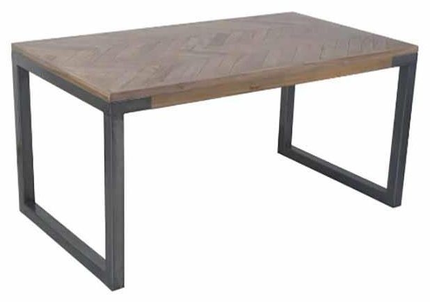 Chevron Mango Wood 4 Seater Dining Table - Brushed Gunmetal Base