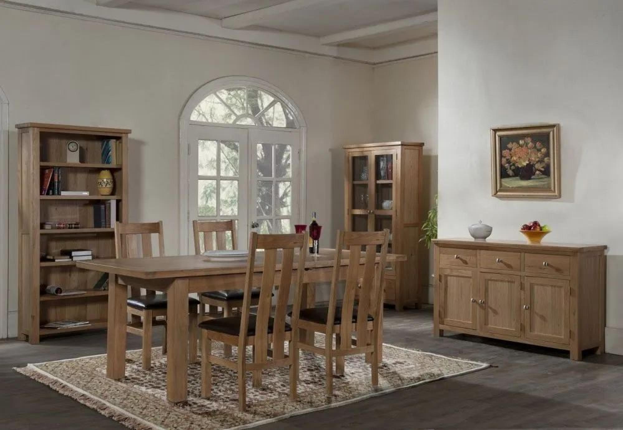 Clearance - Appleby Oak 4 Seater Extending Dining Table with 2 Extensions - FSS15937