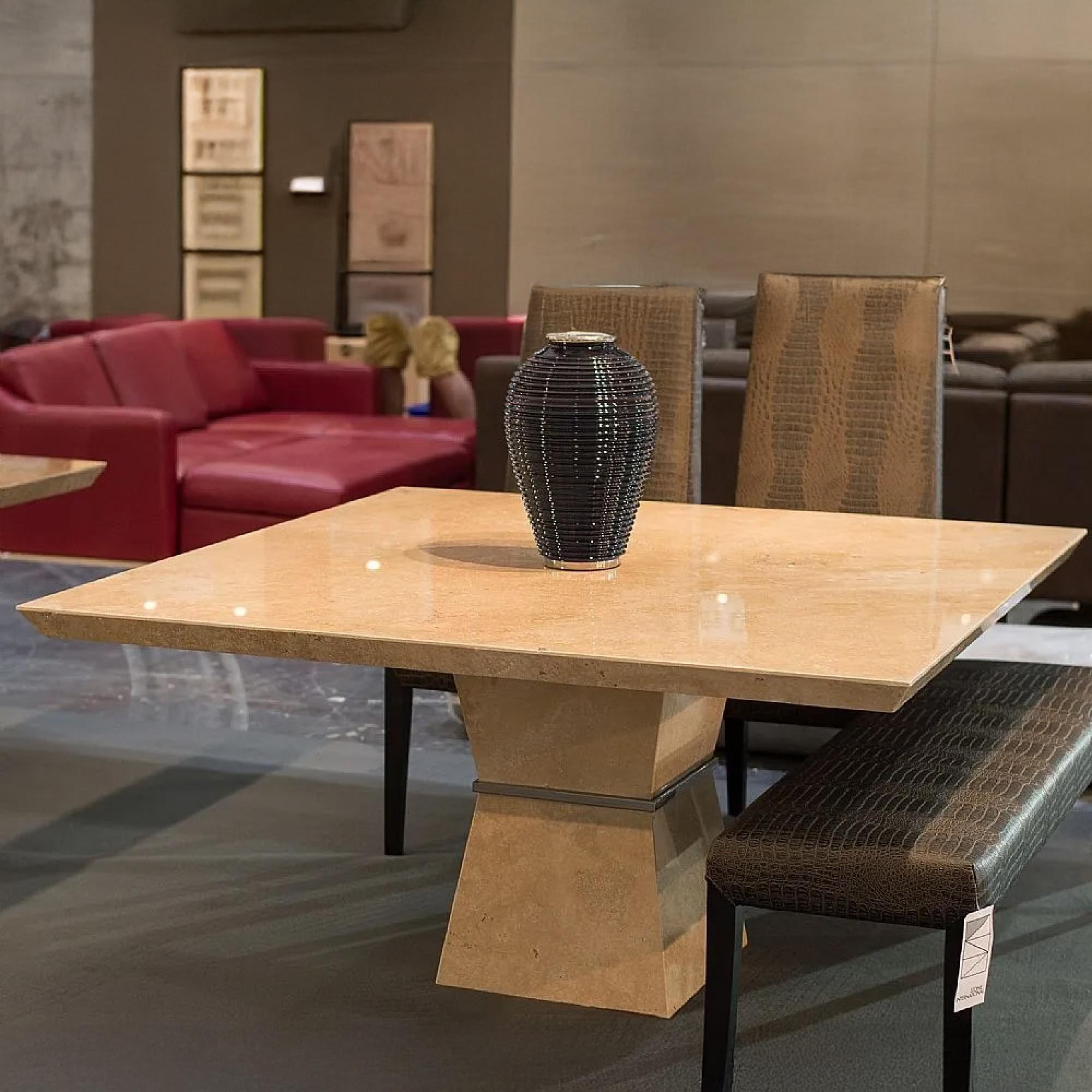 Clepsy Plus Dining Table - 8 Seater - Square - Marble with Pedestal Base - Variation Available