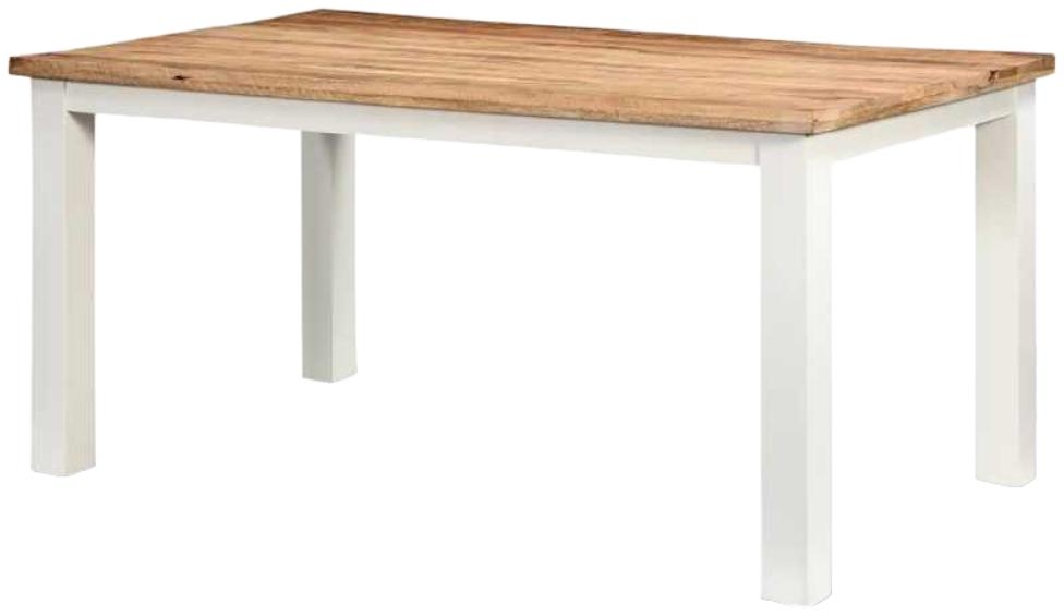 Coastal White and Wood 6 Seater Dining Table