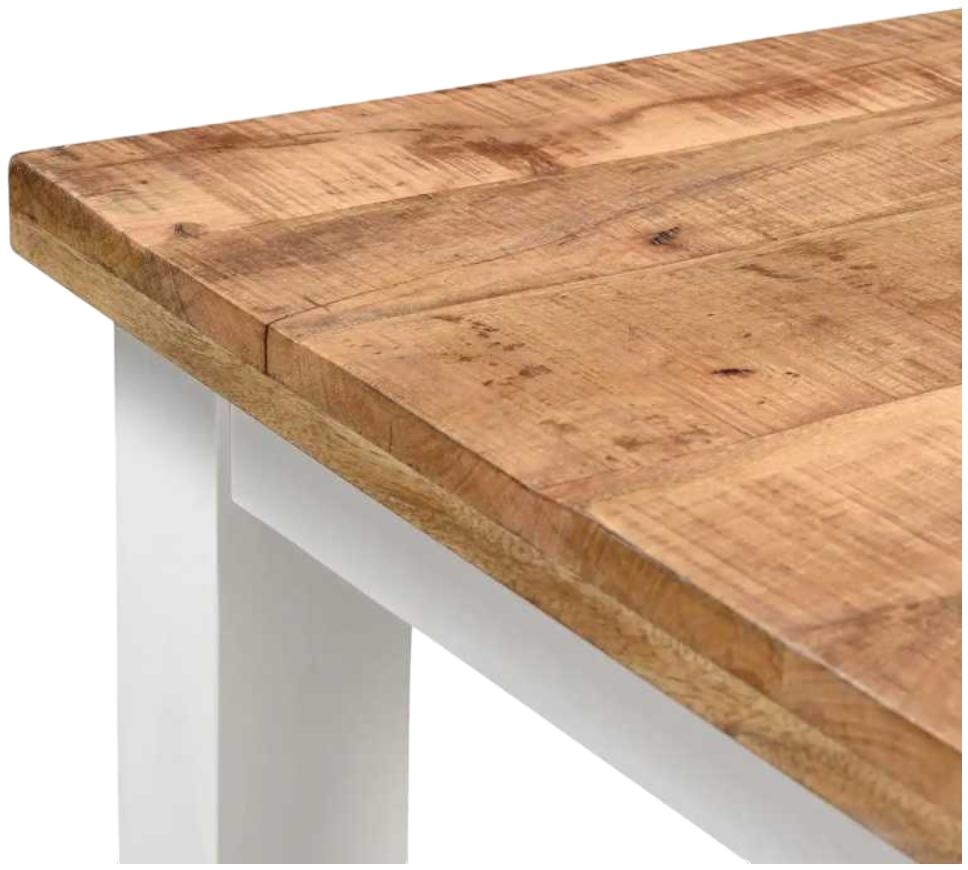 Coastal White and Wood 6 Seater Dining Table