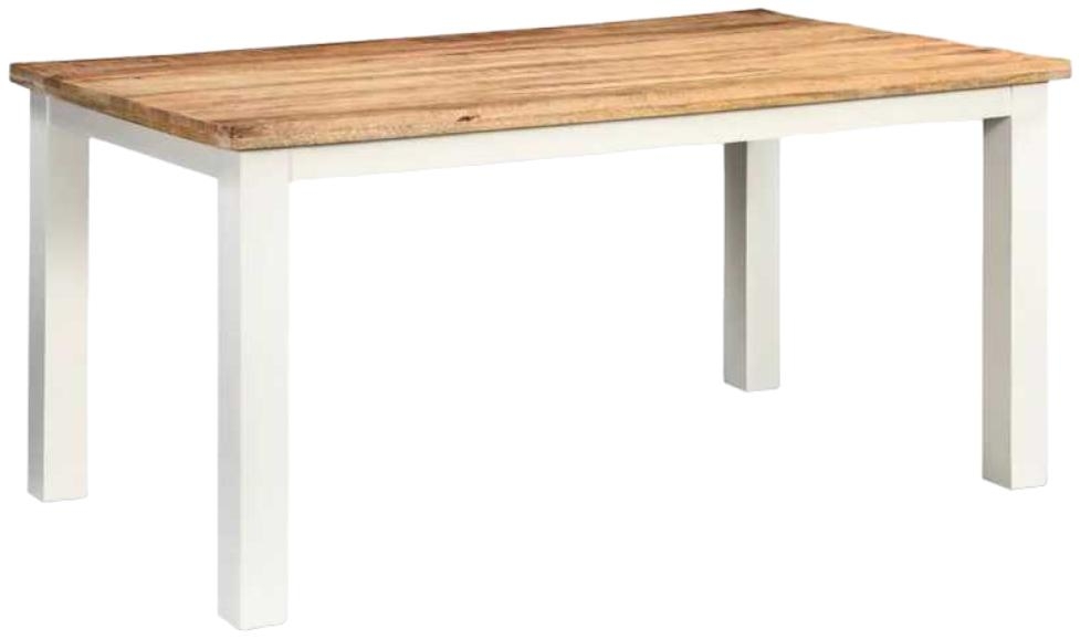 Coastal White and Wood 6 Seater Dining Table