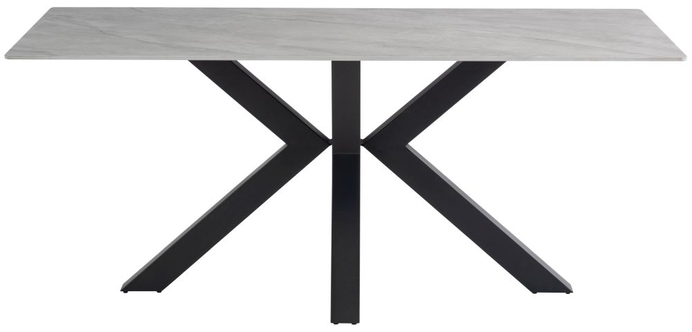 Cora Rebecca Grey Polished Sintered Stone 6 Seater Dining Table - 180cm