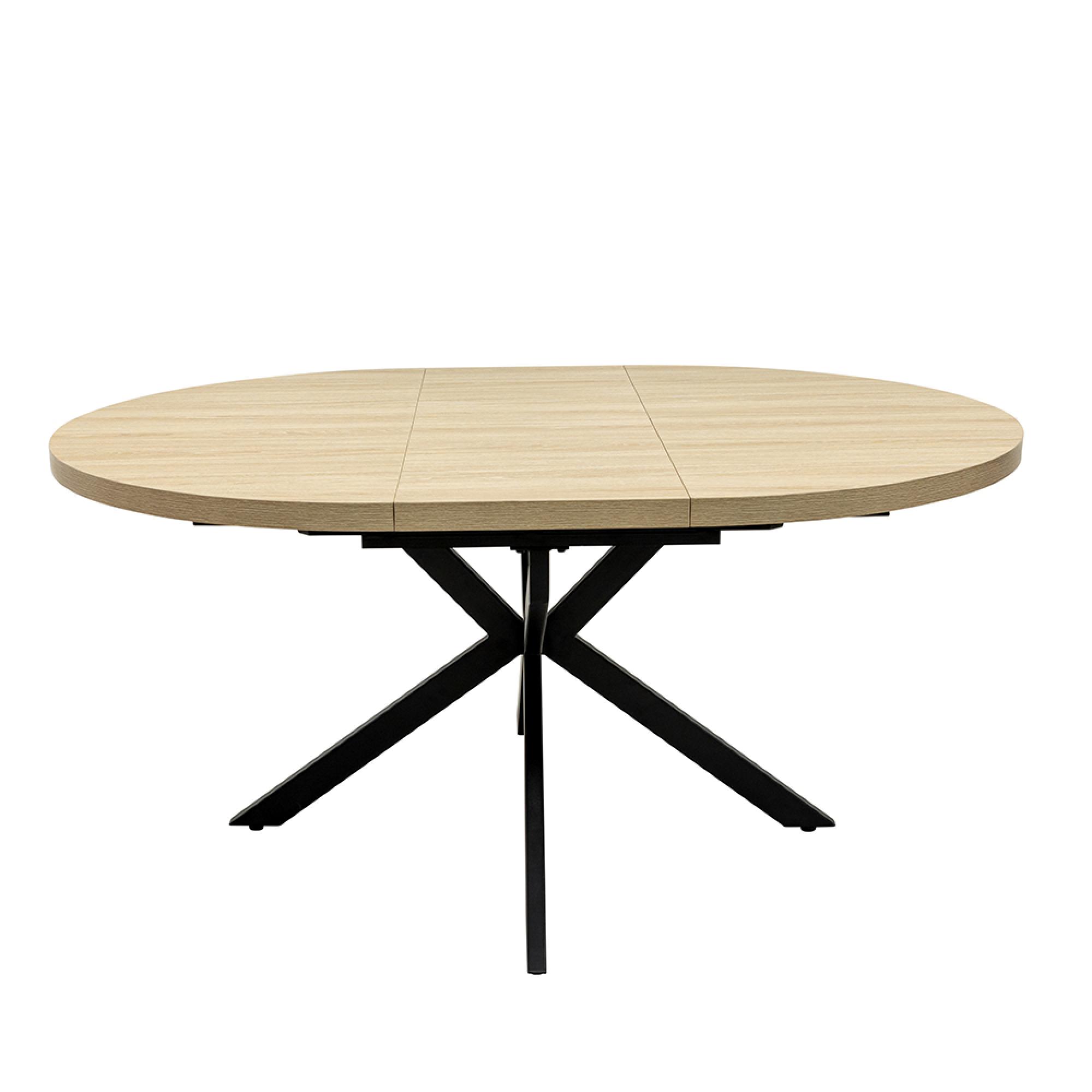 Dalton Extending Dining Table - 4-6 Seater - 120cm-160cm - Round - Light Oak - Spider Legs