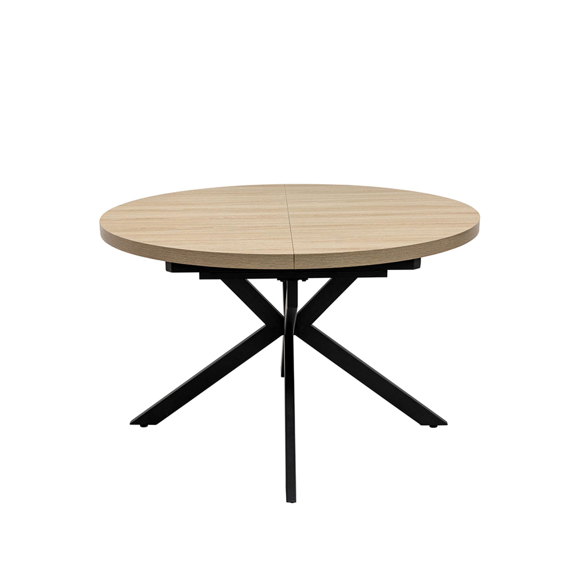 Dalton Light Oak 4-6 Seater Round Extending Dining Table with Spider Legs - 120cm-160cm