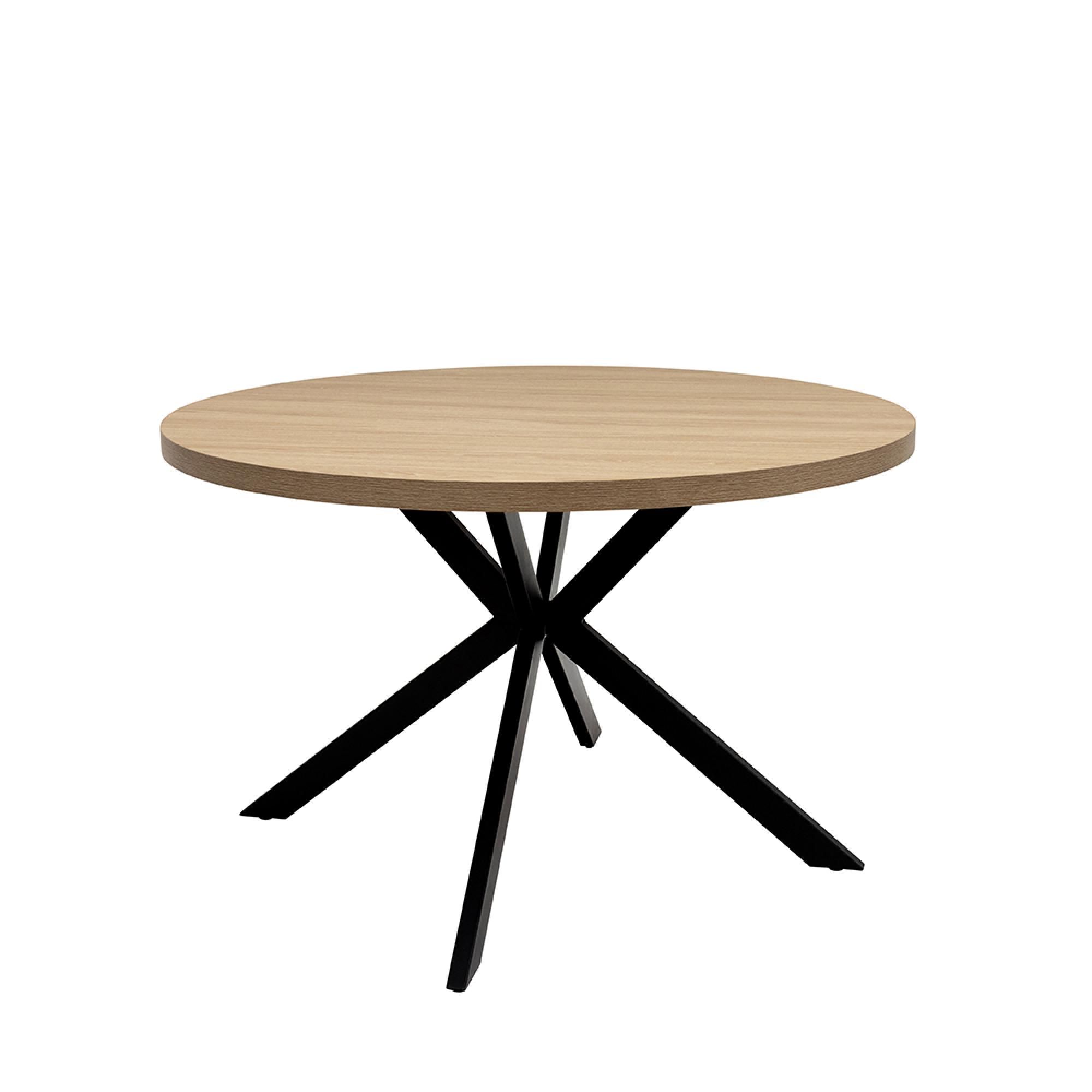 Dalton Dining Table - 4 Seater - 120cm - Round - Light Oak - Spider Legs