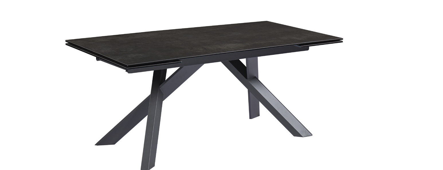 Derby Dark Grey Ceramic 6 Seater Extending Dining Table - 180cm