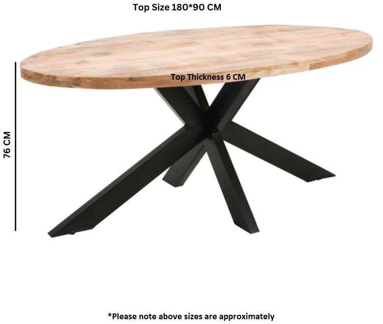 Dispur Solid Mango Wood 6 Seater Oval Dining Table