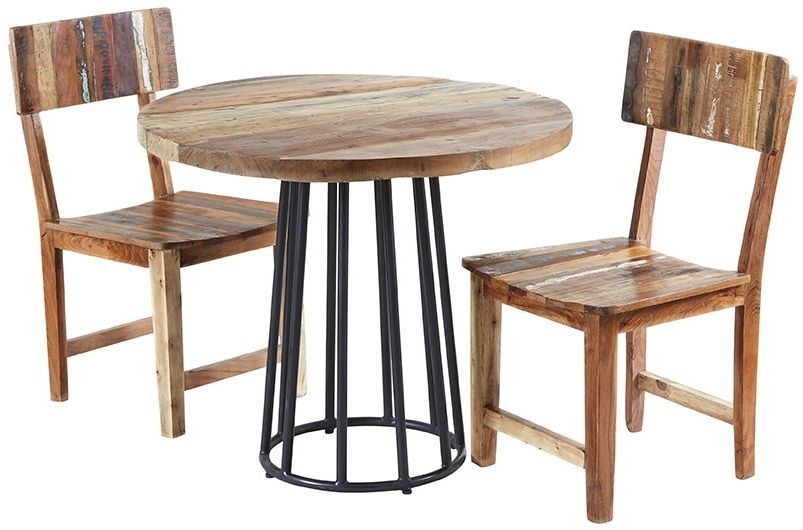 Diu Reclaimed Wood 2 Seater Round Dining Table