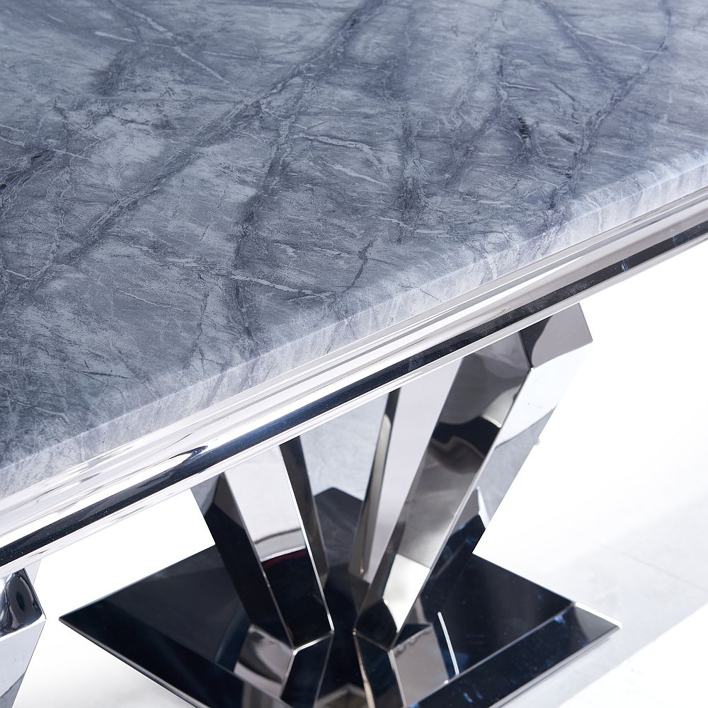 Dolce Dining Table - Grey Marble & Chrome - Sizes Available
