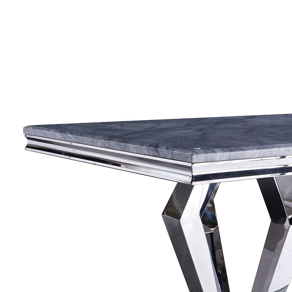 Dolce Dining Table - Grey Marble & Chrome - Sizes Available