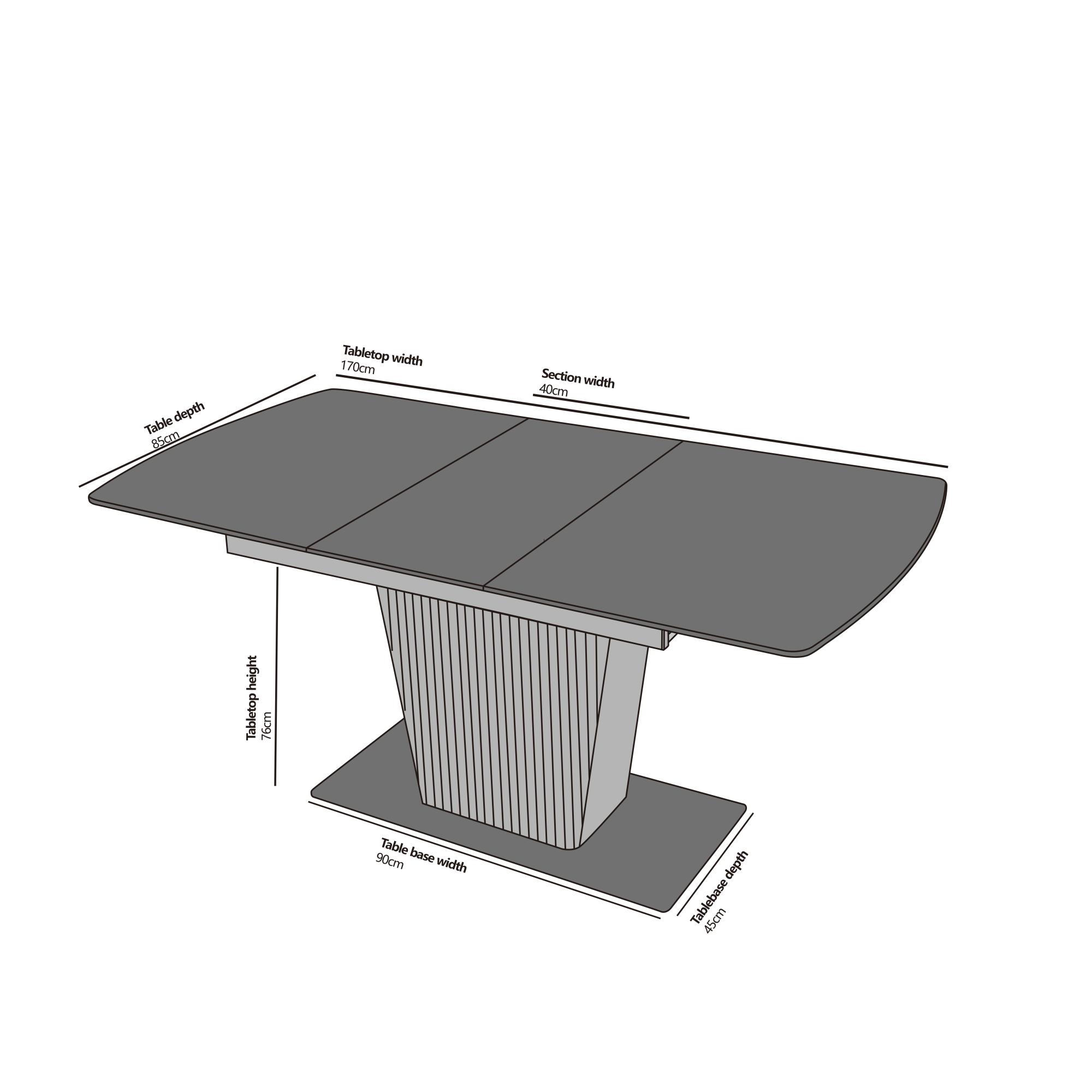 Dutton Dining Table - 4-6 Seater - 130cm-170cm - White Ceramic - Extending - Pedestal Base