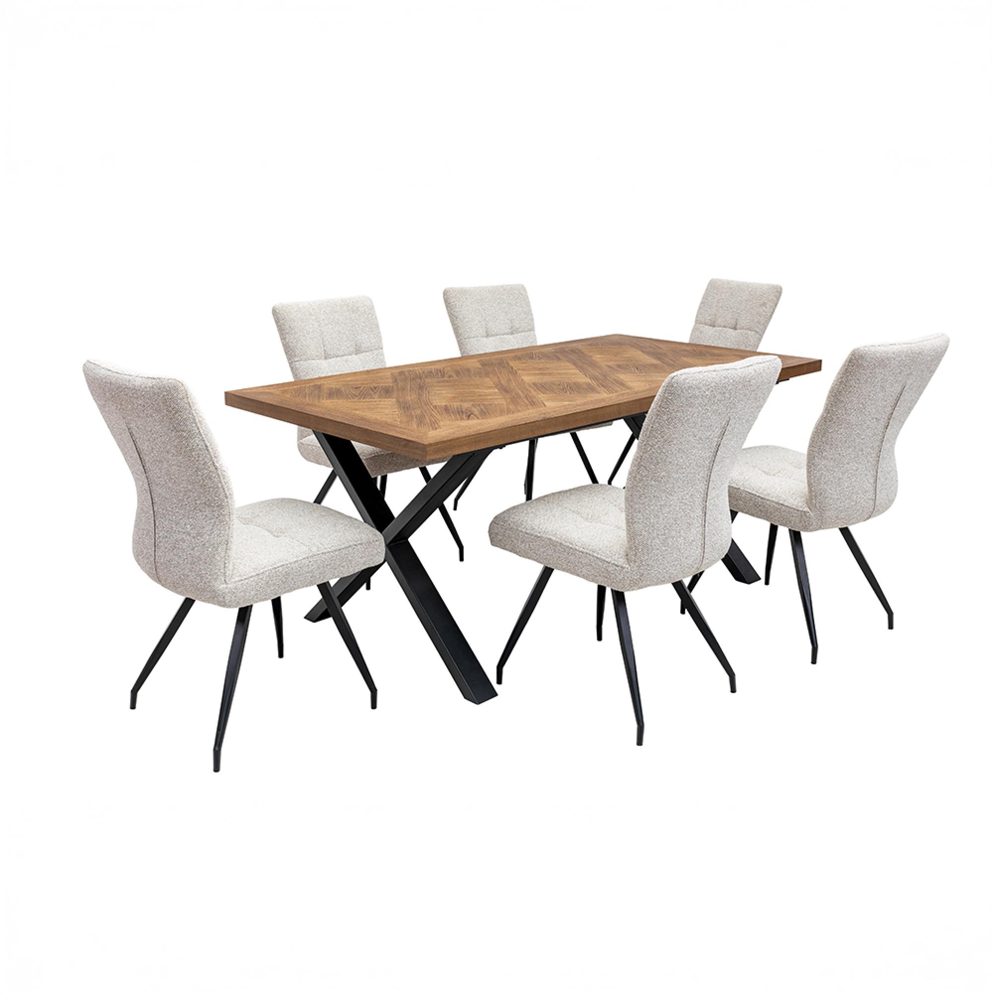 Eden Dining Table - 6 Seater - 180cm - Black Cross Legs - Elm Wood