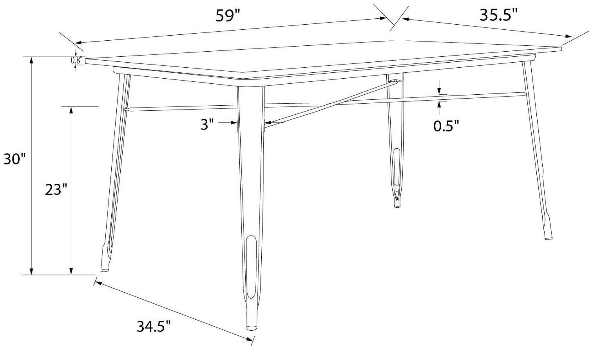 Elmwood Frio Dining Table - 6 Seater - 150cm - Black - 2139059UK