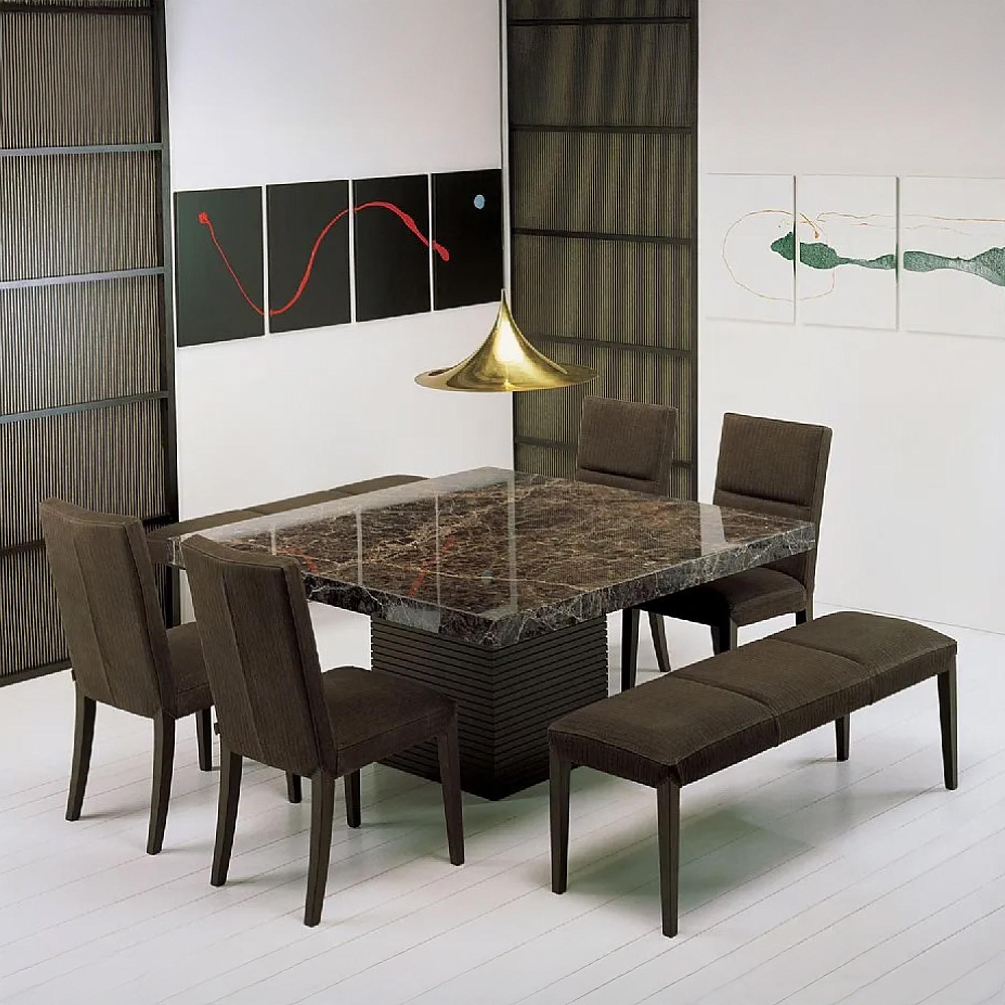 Espresso Dining Table - 6 Seater - 180cm - Pedestal - Marble - Variation Available