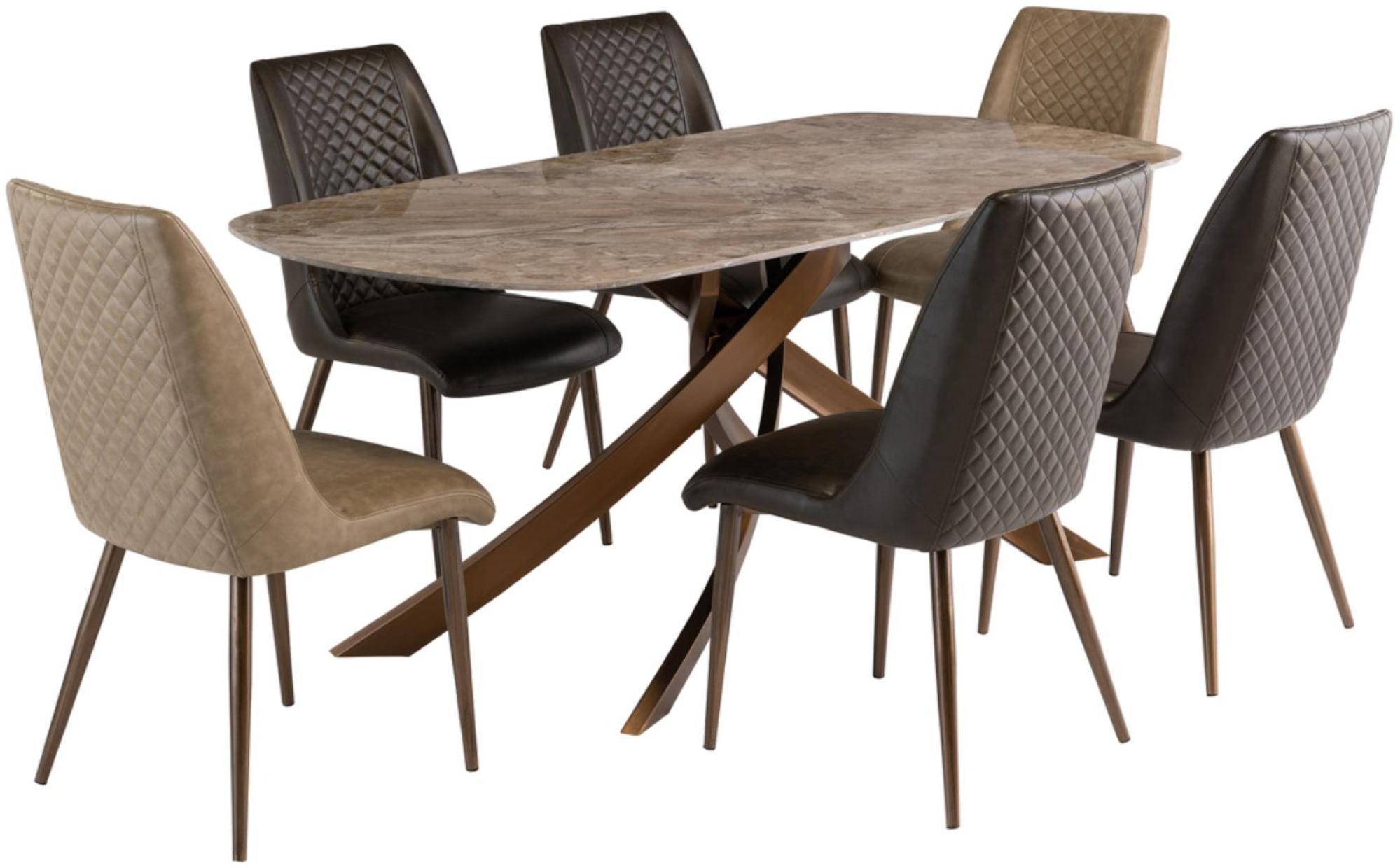 Fendi Dining Table - 6 Seater - 180cm - Oval - Brown Sintered Stone