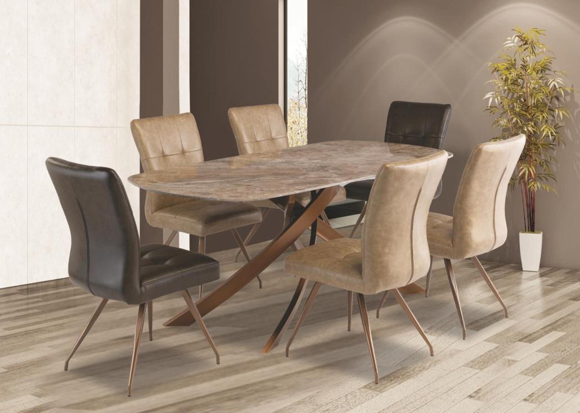 Fendi Dining Table - 6 Seater - 180cm - Oval - Brown Sintered Stone