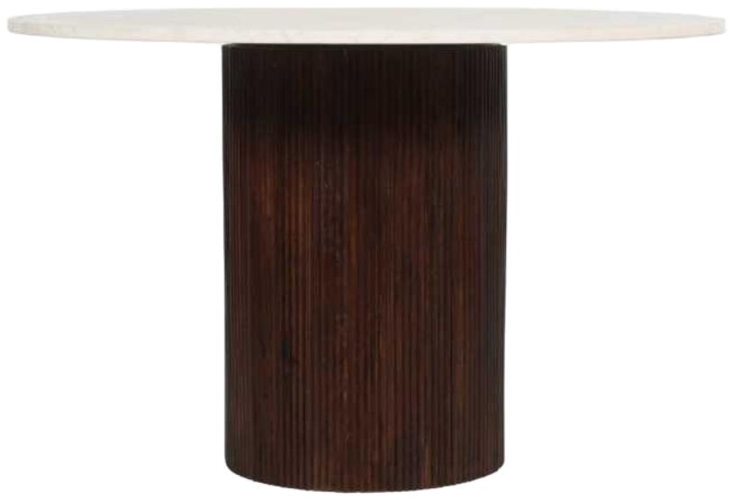 Fluted White Marble 4 Seater Round Pedestal Dining Table