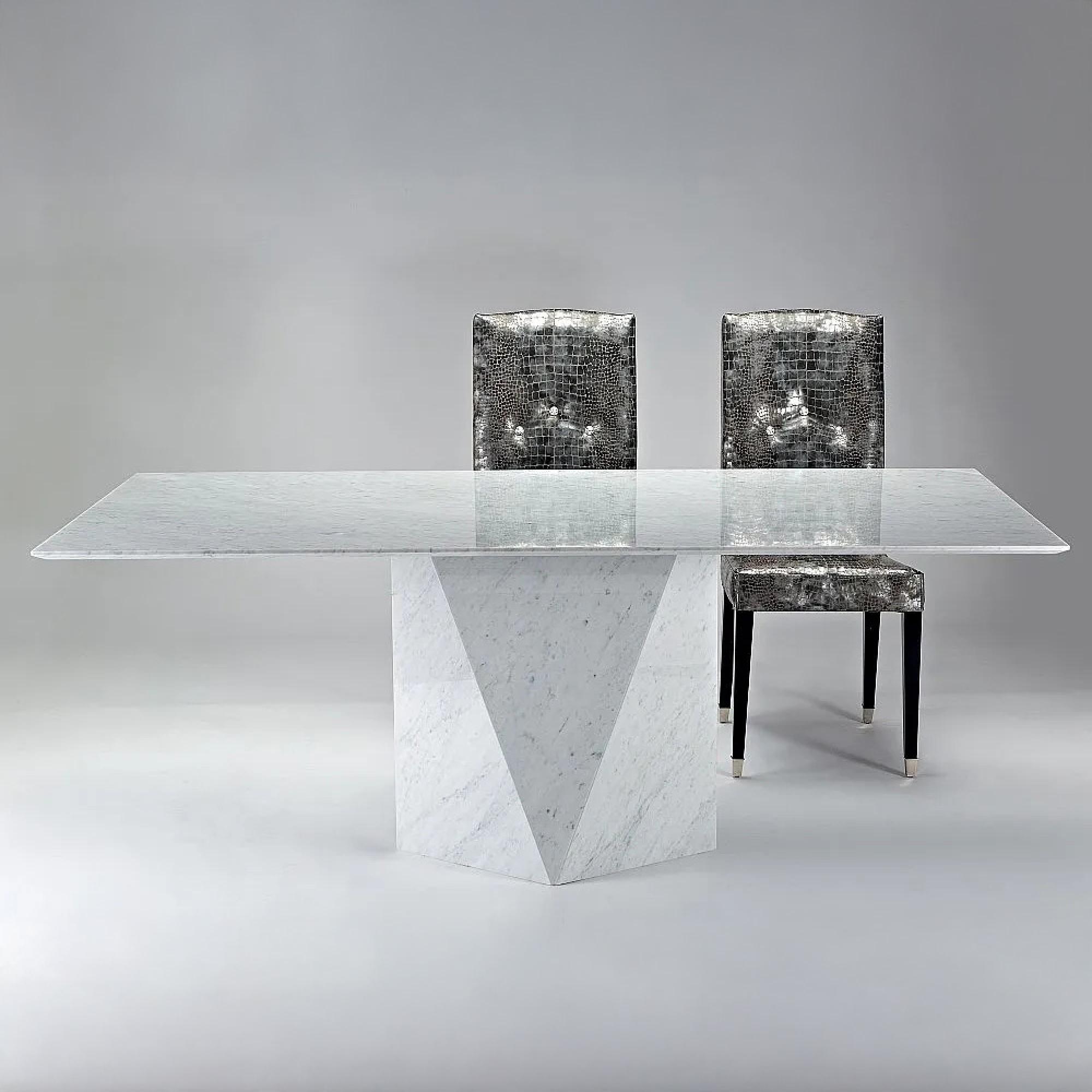 Freedom Dining Table - Marble with Steel Pedestal Base - Variation Available