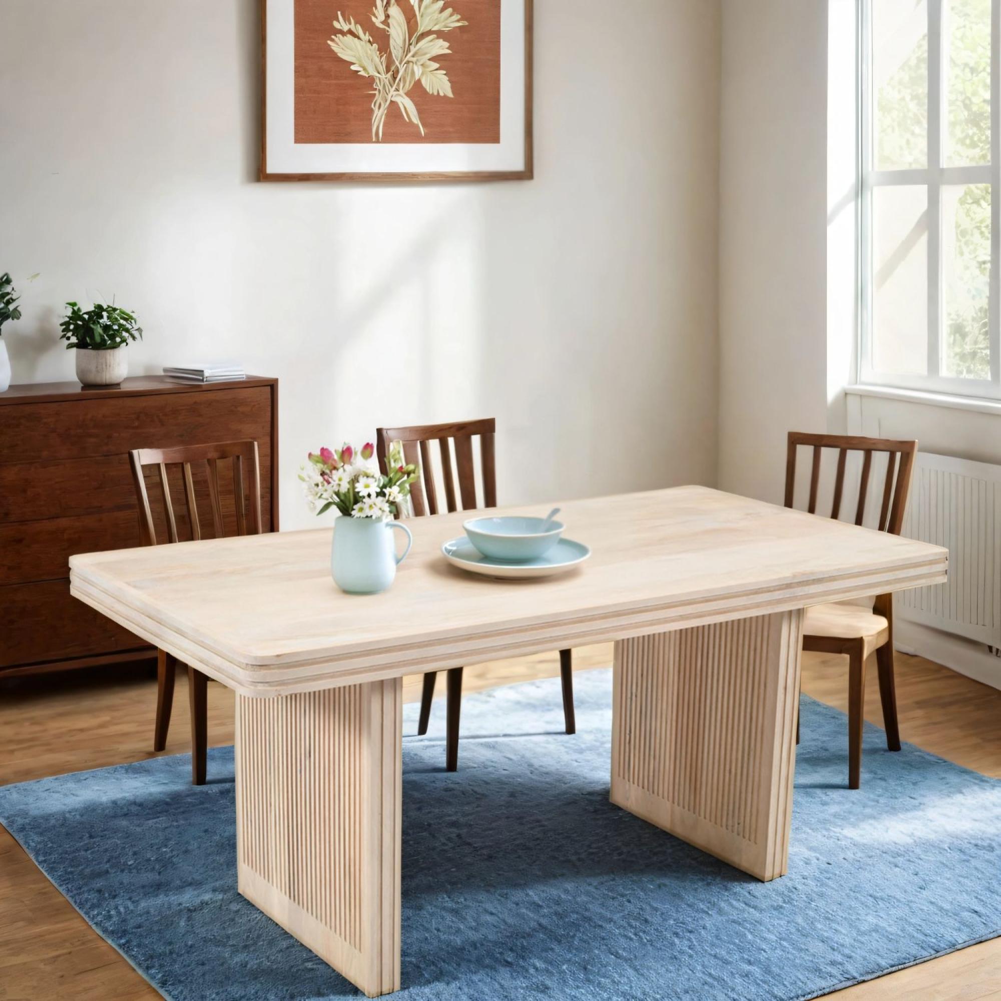 Hanover Ribbed Mango Wood 6 Seater Dining Table