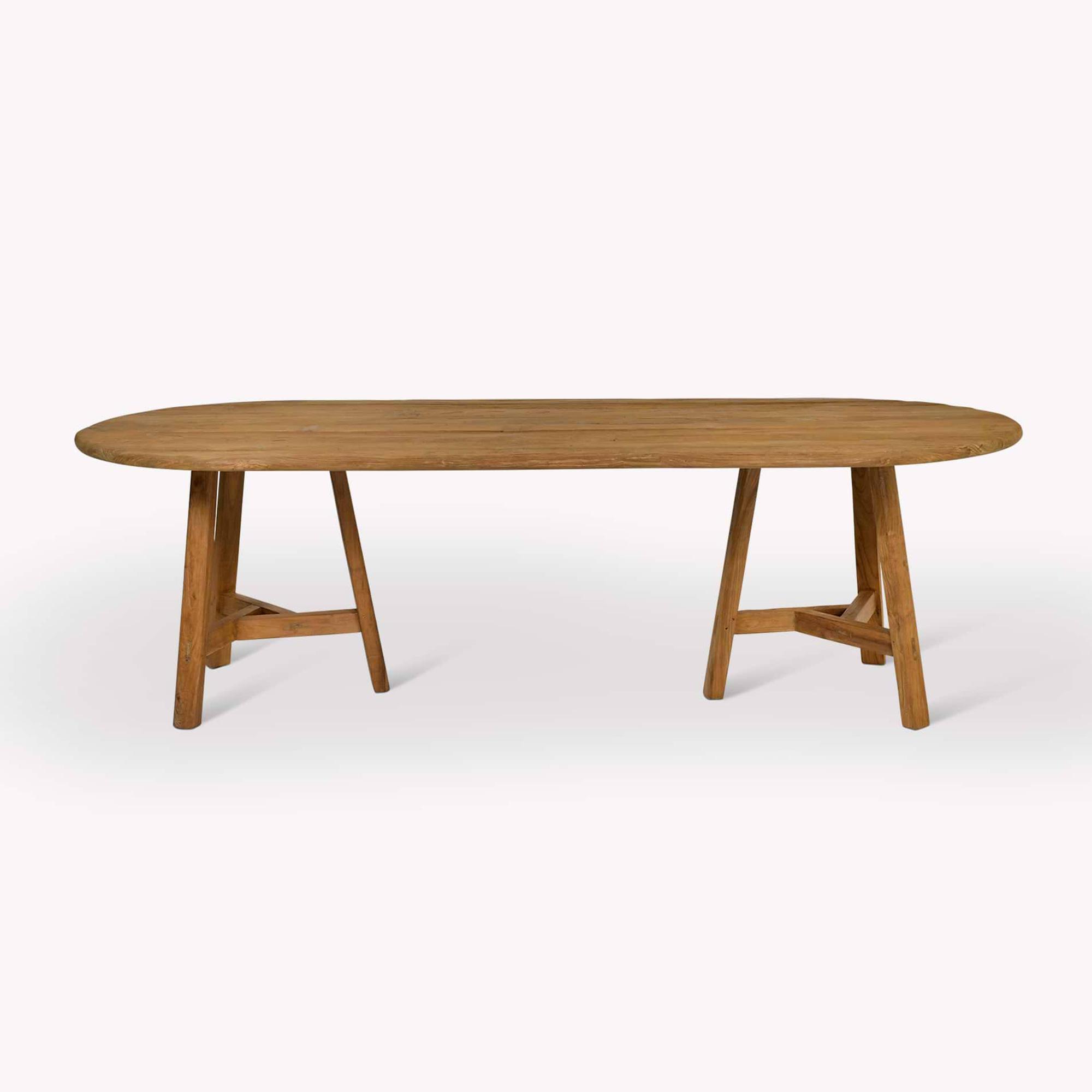 Hawthorne Outdoor Oval Dining Table Natural Teak Wood