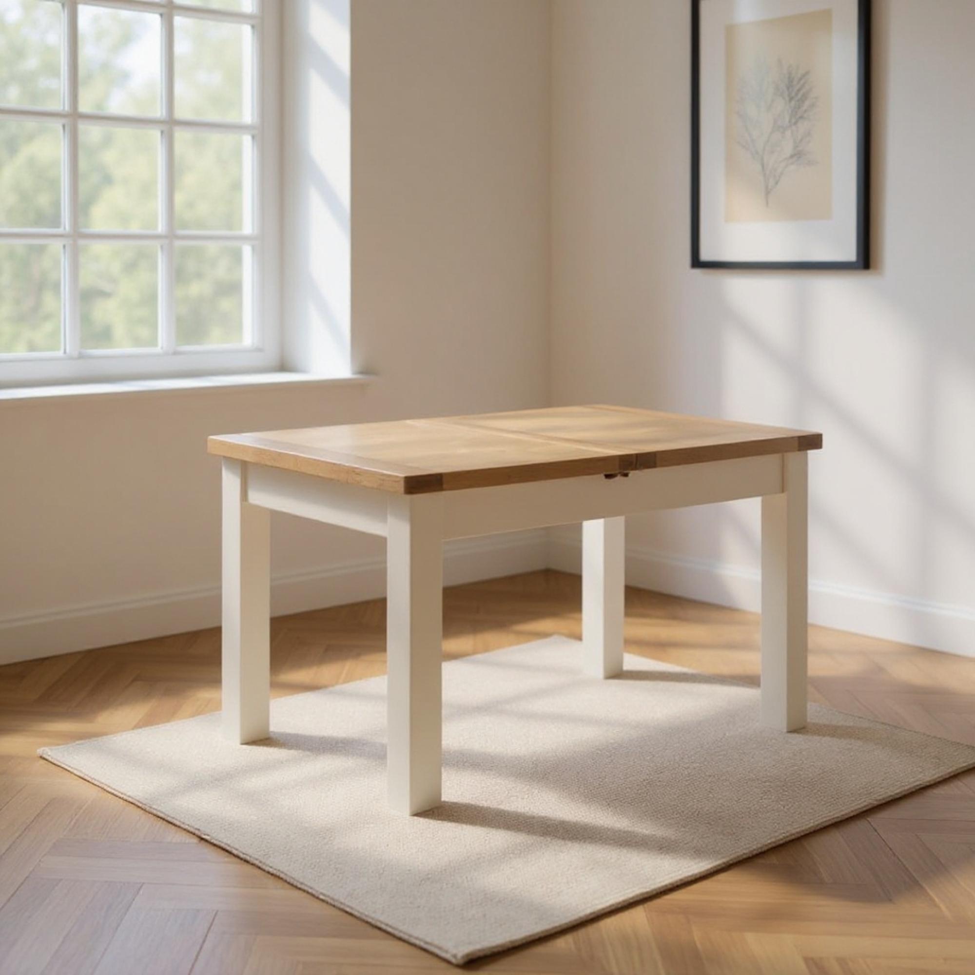 Hayley Dining Table - 4-6 Seater - 120cm-153cm - Extending - Oak and White