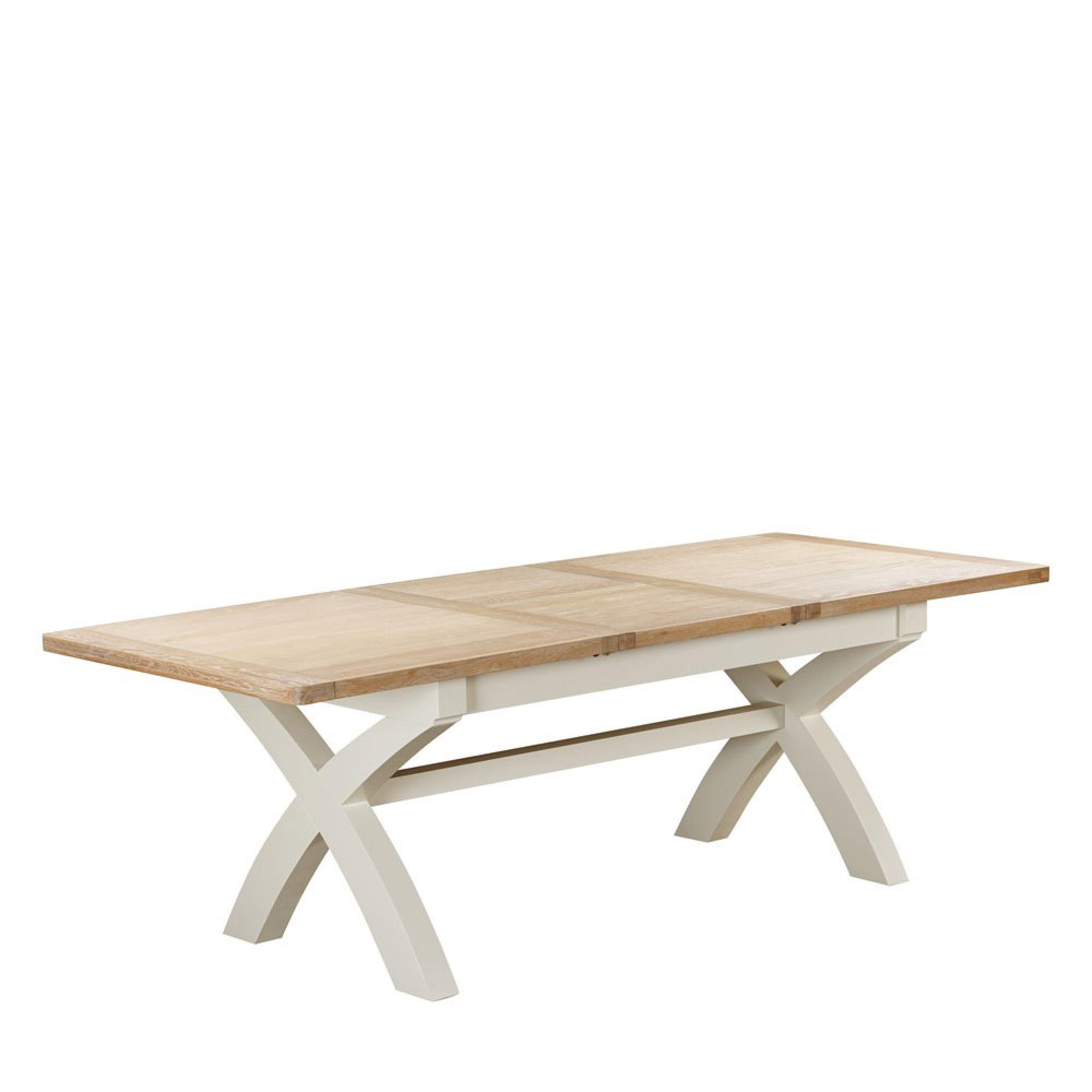 Hayley Dining Table - 6-8 Seater - 180cm-230cm - Extending - with Cross Legs - Oak and White