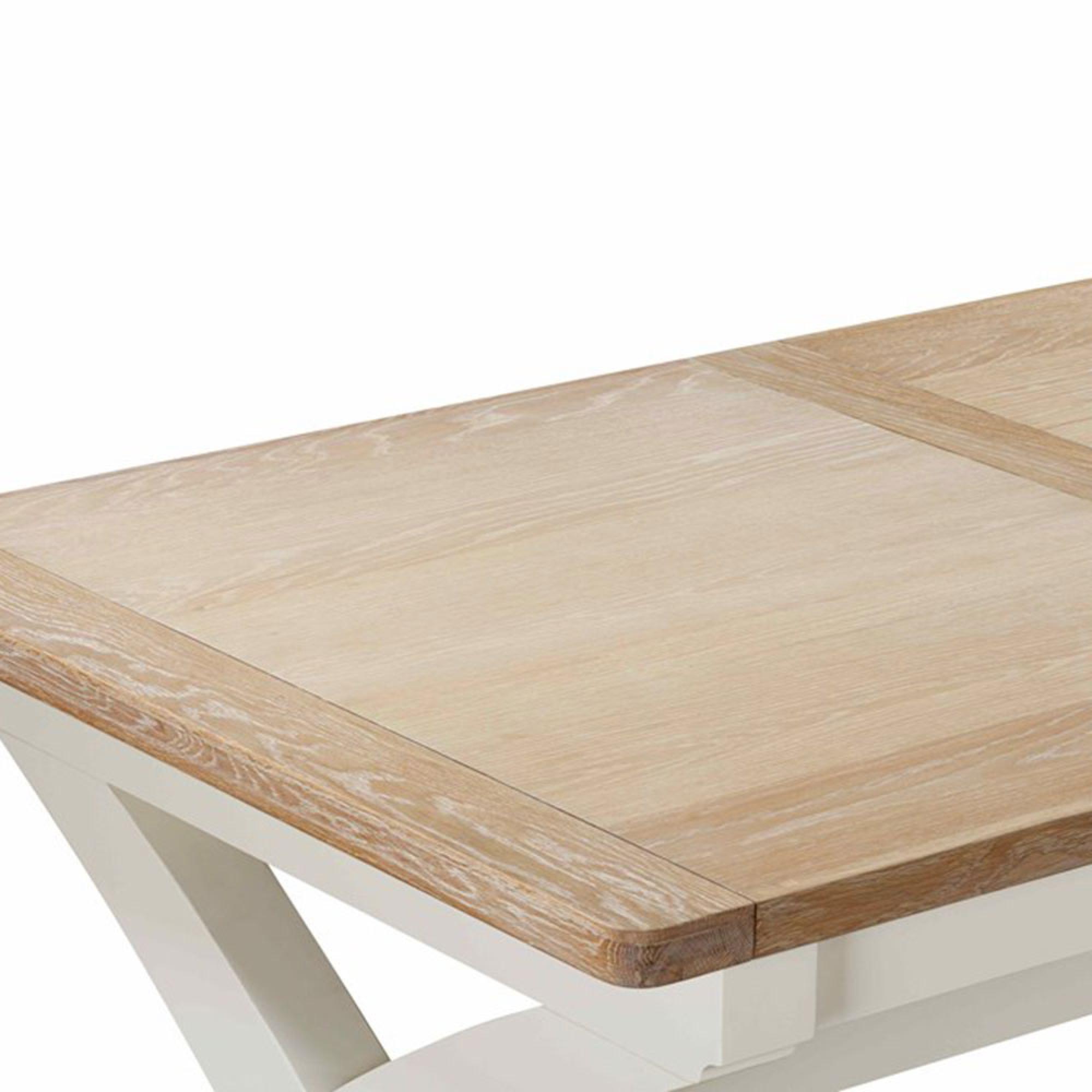 Hayley Dining Table - 6-8 Seater - 180cm-230cm - Extending - with Cross Legs - Oak and White