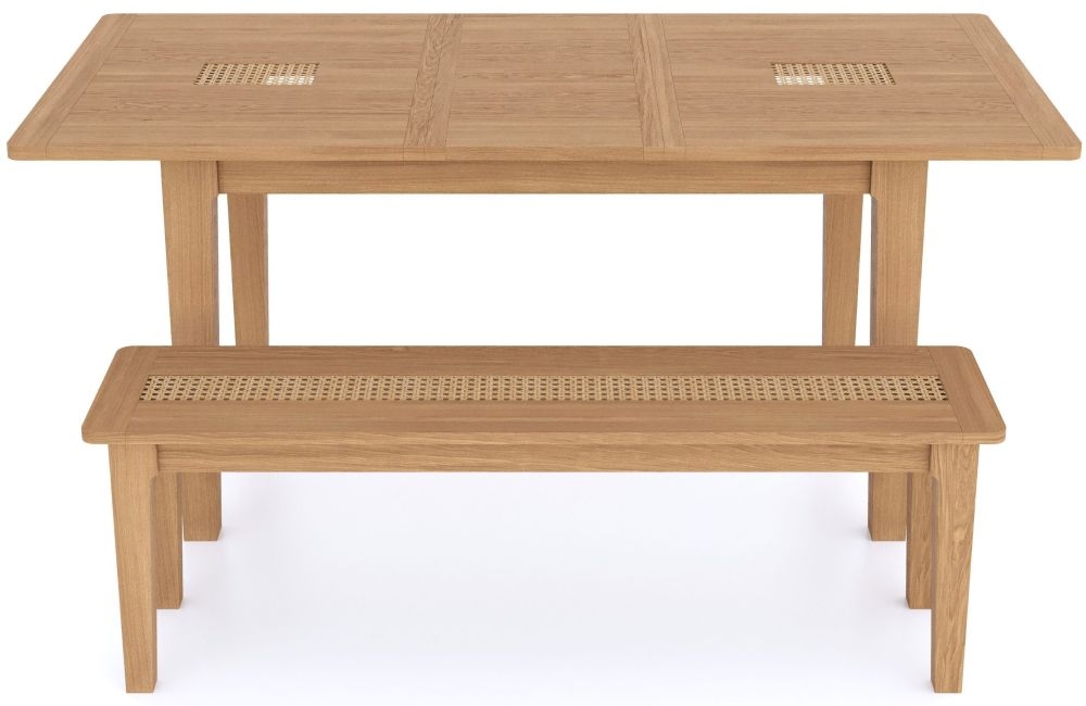 Henley Oak and Rattan 4-6 Seater Extending Dining Table - 140cm-180cm