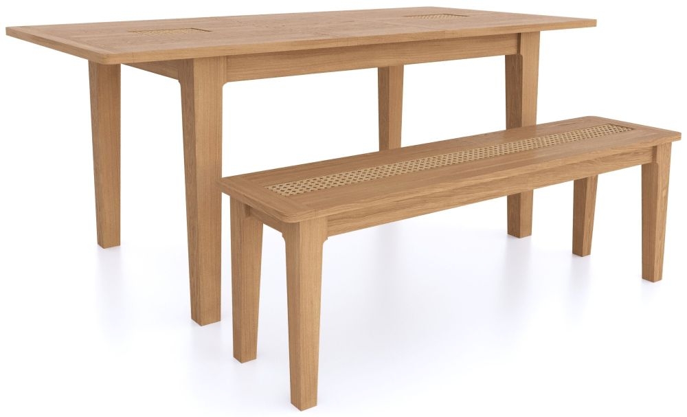 Henley Oak and Rattan 4-6 Seater Extending Dining Table - 140cm-180cm