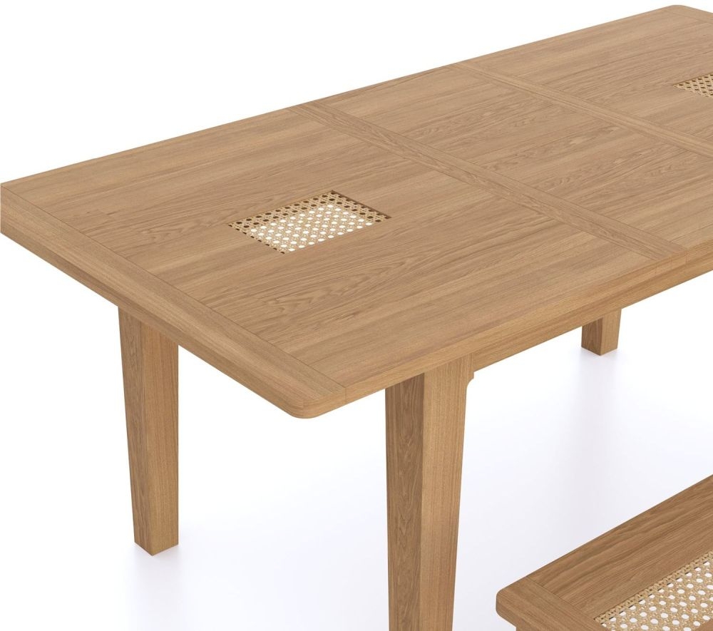 Henley Oak and Rattan 4-6 Seater Extending Dining Table - 140cm-180cm