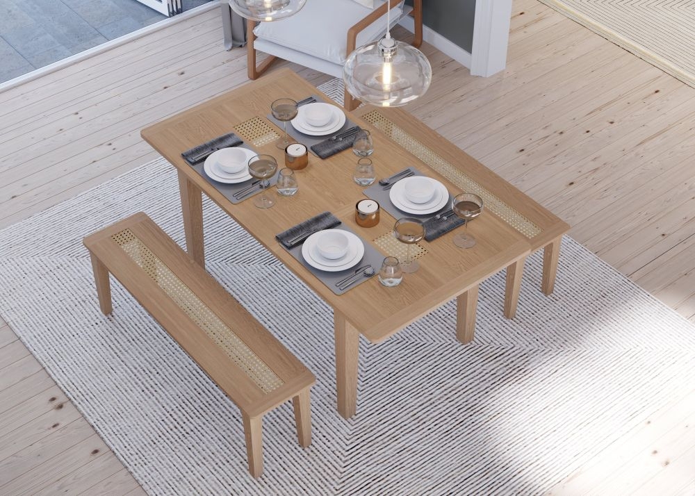 Henley Oak and Rattan 4-6 Seater Extending Dining Table - 140cm-180cm