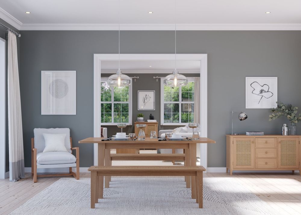 Henley Oak and Rattan 4-6 Seater Extending Dining Table - 140cm-180cm