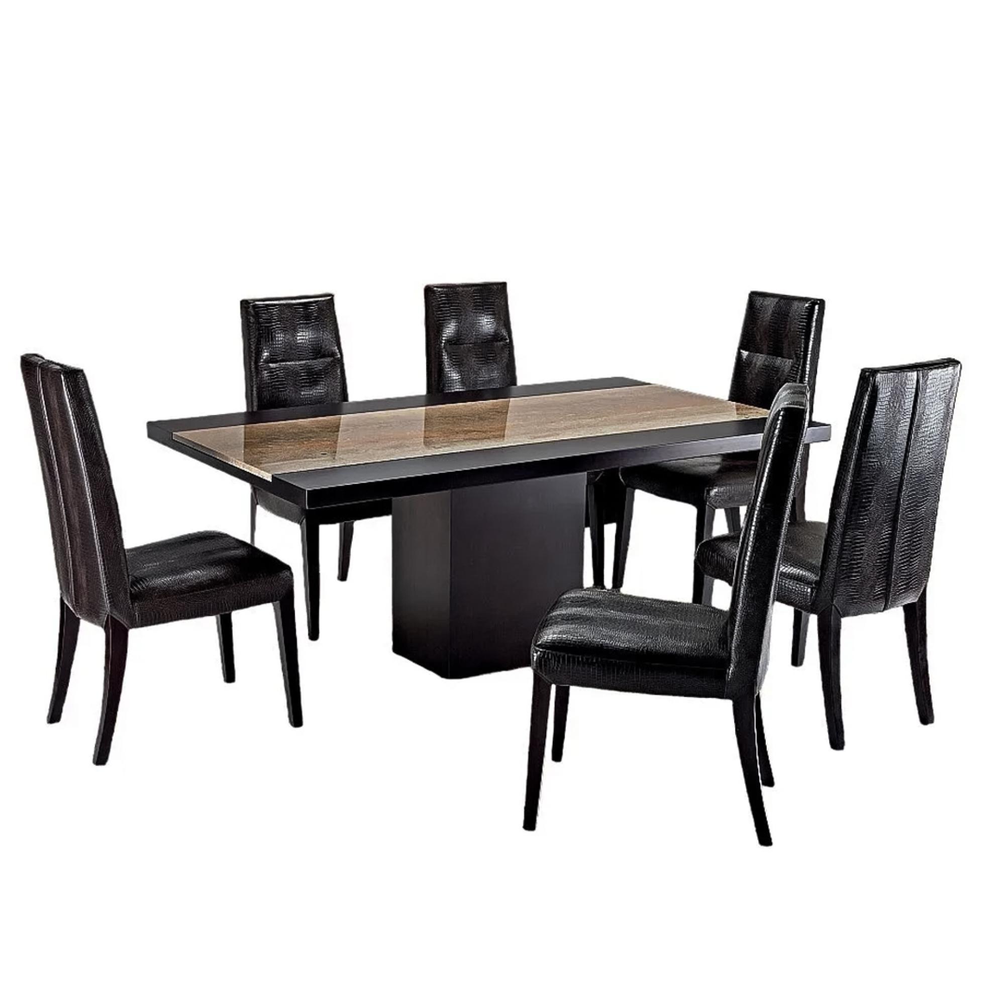 Hermes Dining Table - Marble with Wooden Pedestal Base - Variation Available