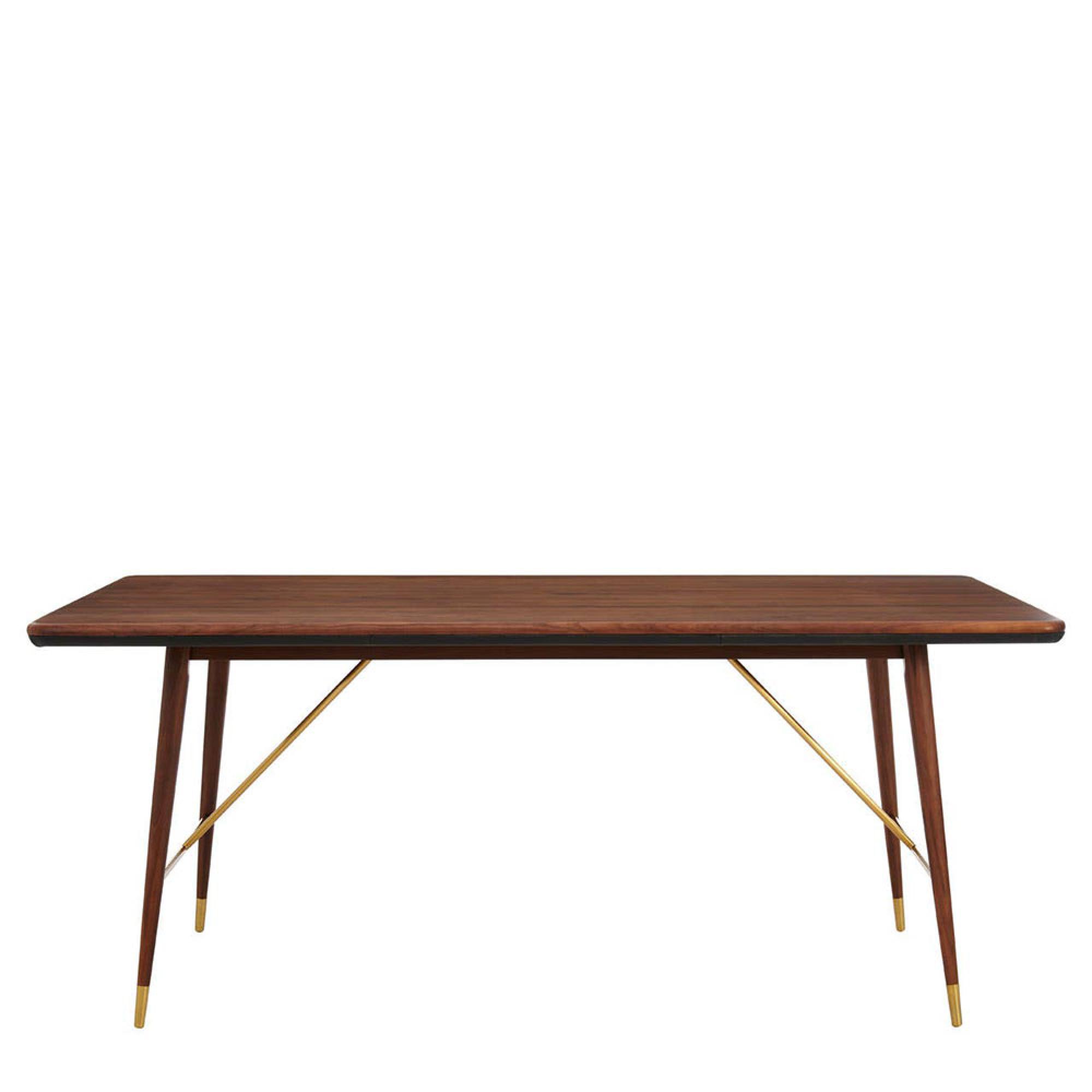 Kenso Dining Table - 6 Seater - 180cm - Walnut Wood with Brass
